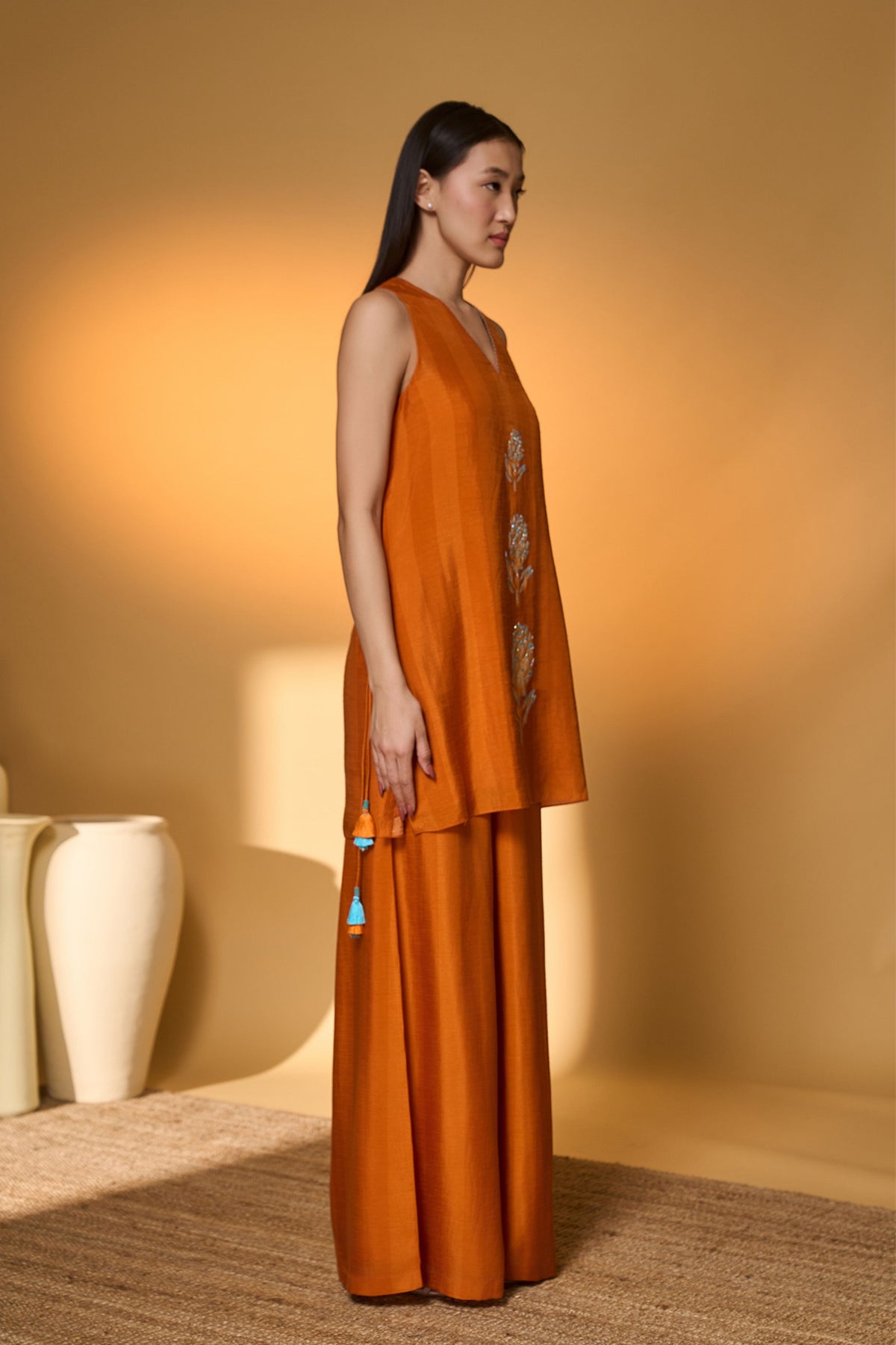Saffron Sky Striped Kurta Set