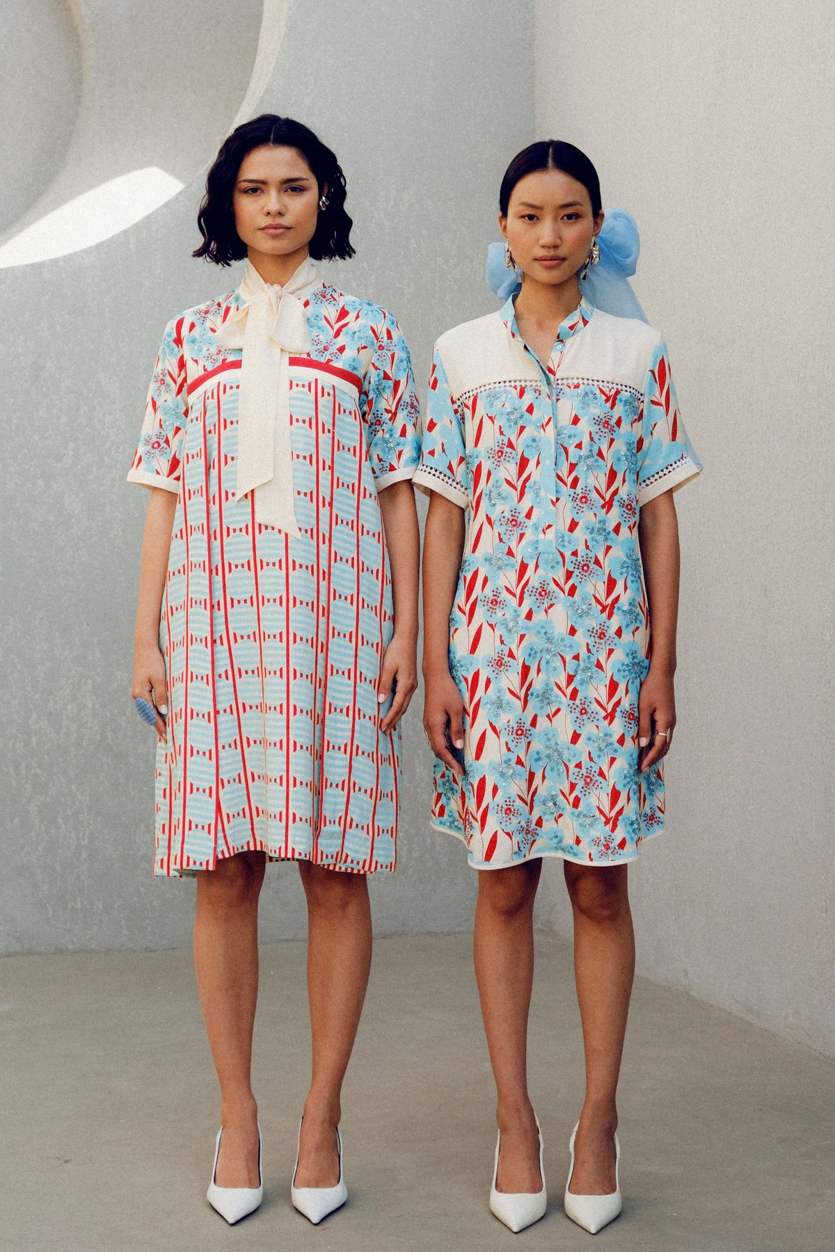White Print Play Shirt Dress