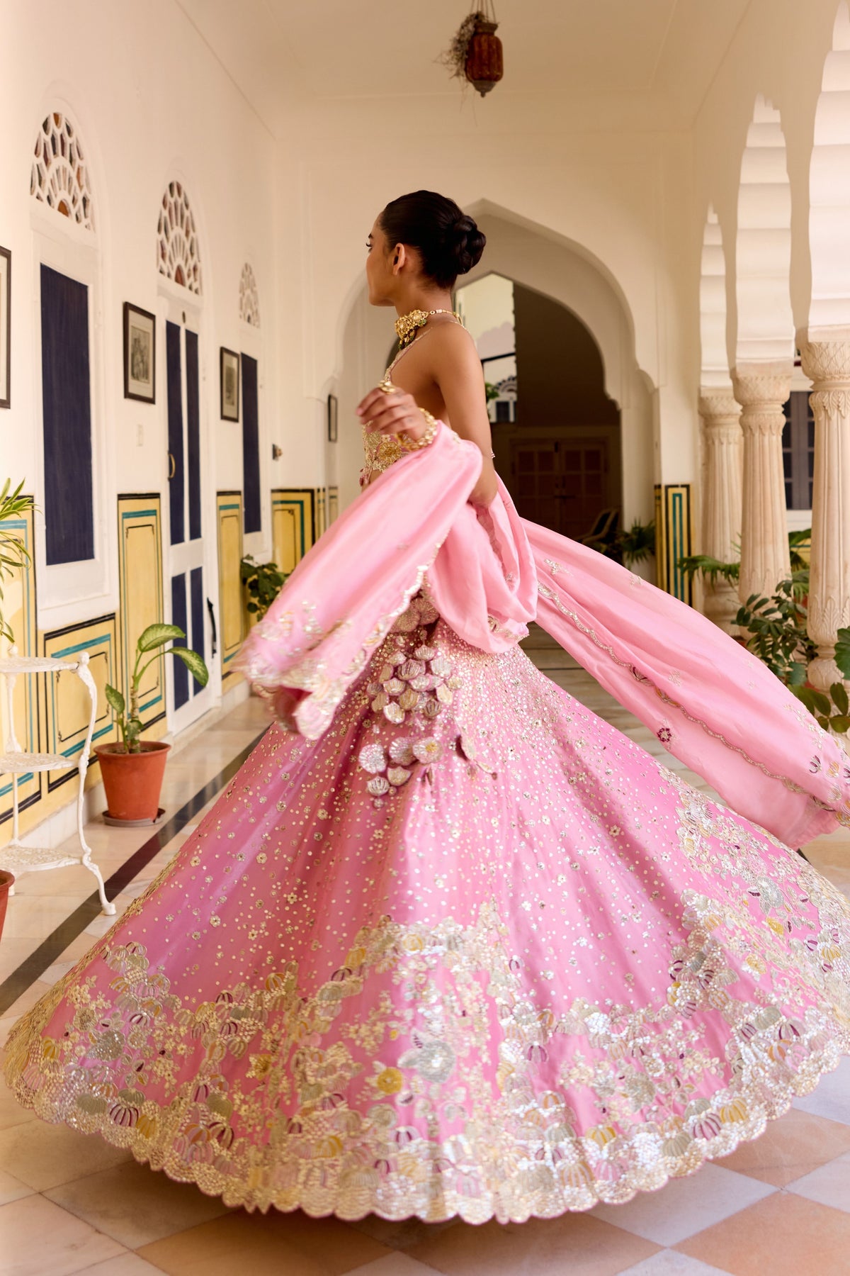 Rosaline Pink Tissue Lehenga Set