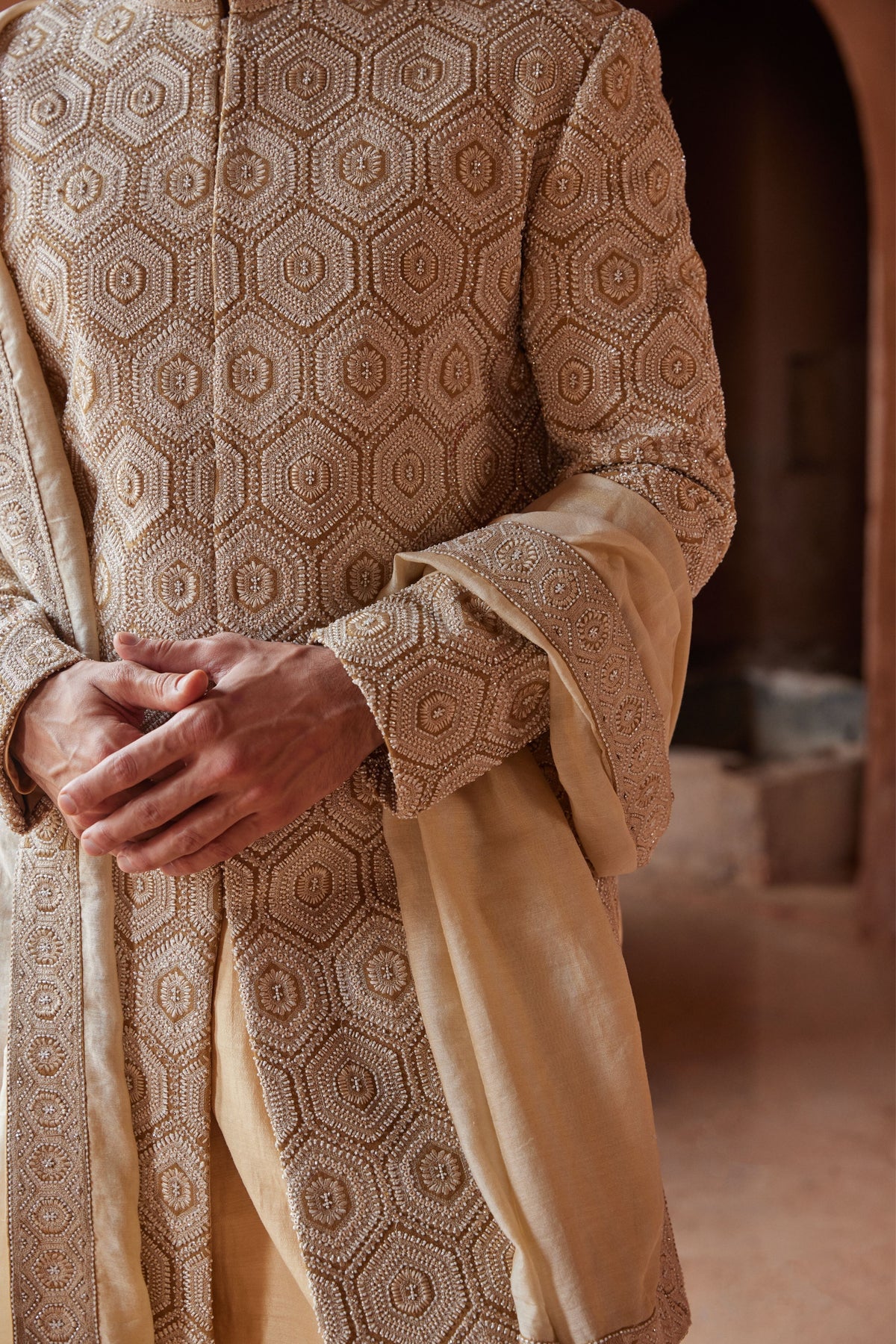 Mustard Sherwani Set