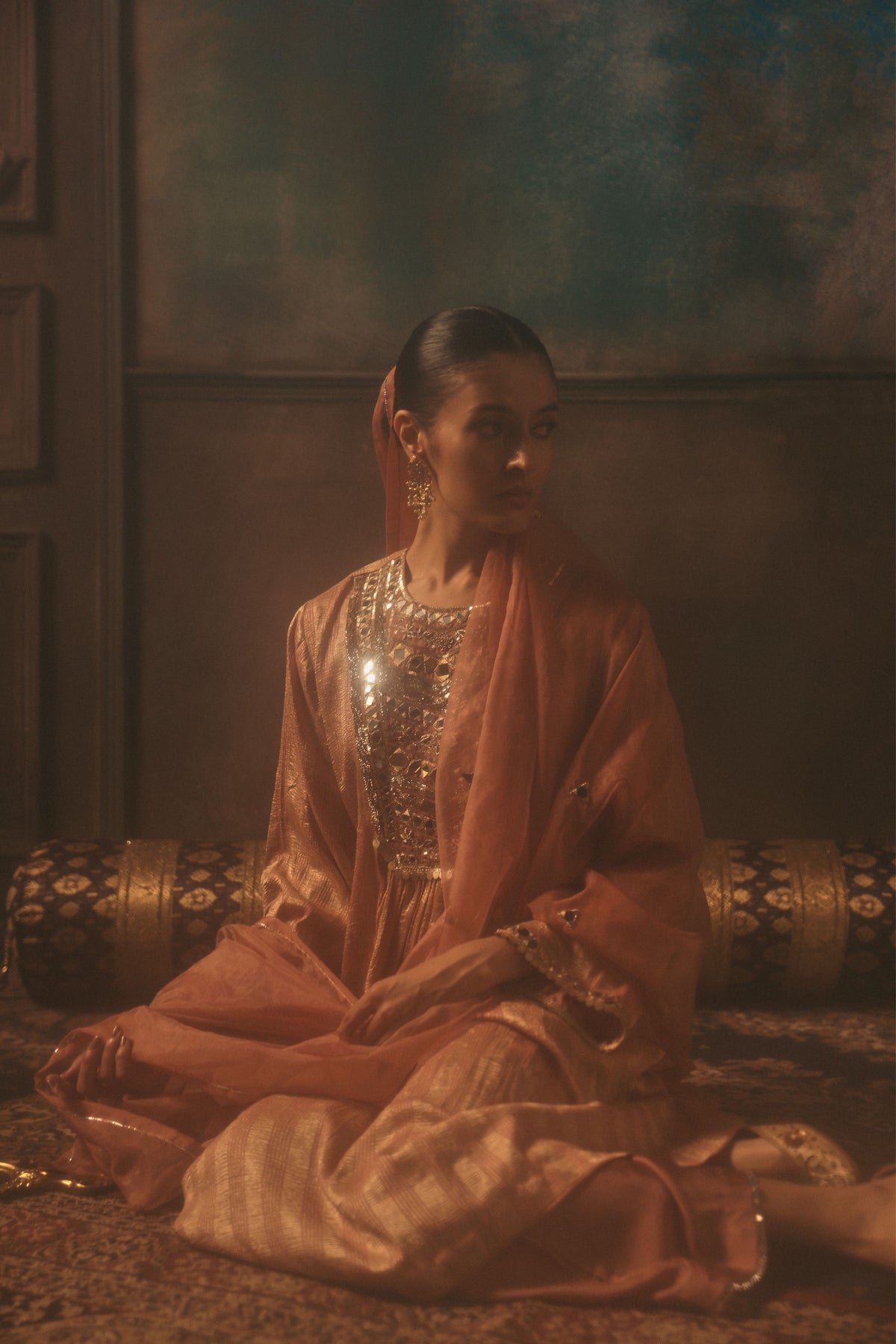 Peach Naksh Kurta Set