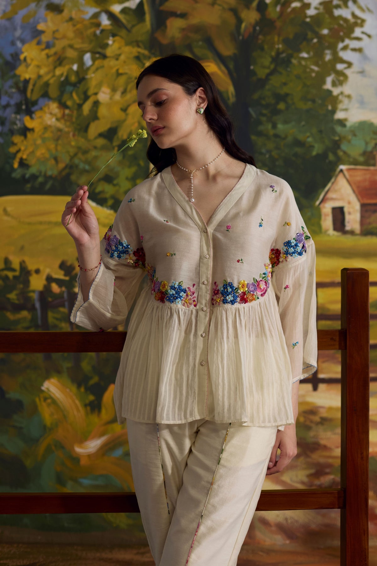 Lumina Gathered Chanderi Top