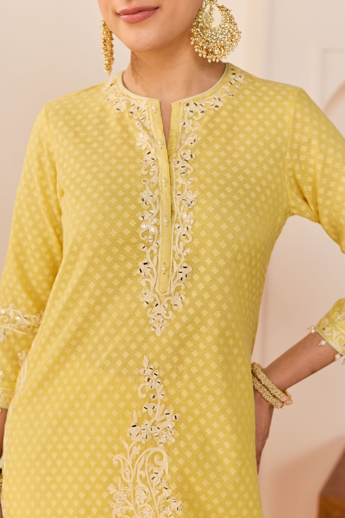 Yasmeen Lemon Yellow Sharara Set