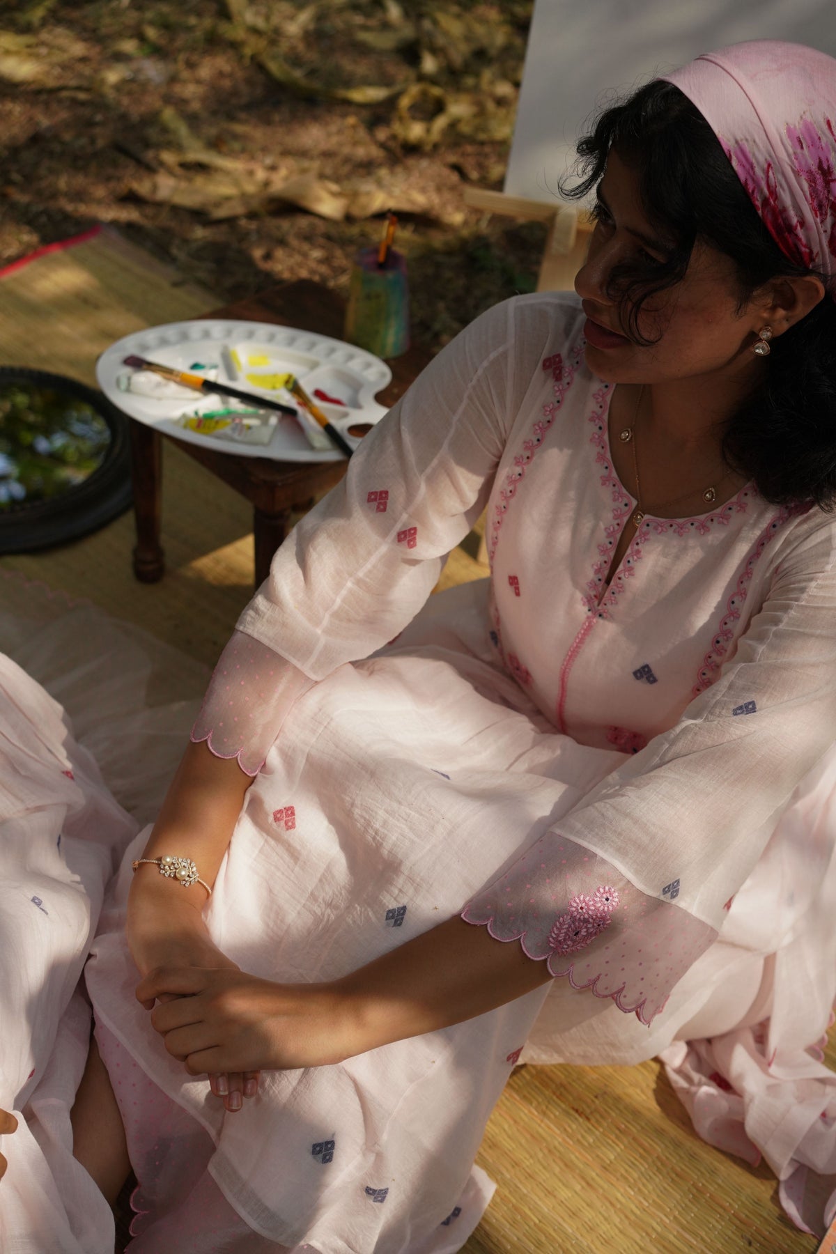Zikra Kurta Set In Blush Pink