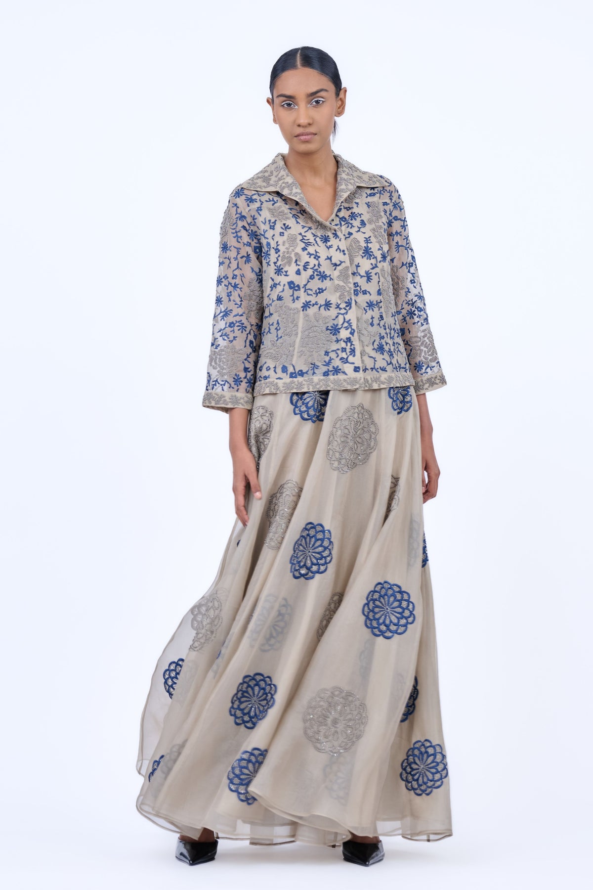 Threadwork Skirt in Silk Organza