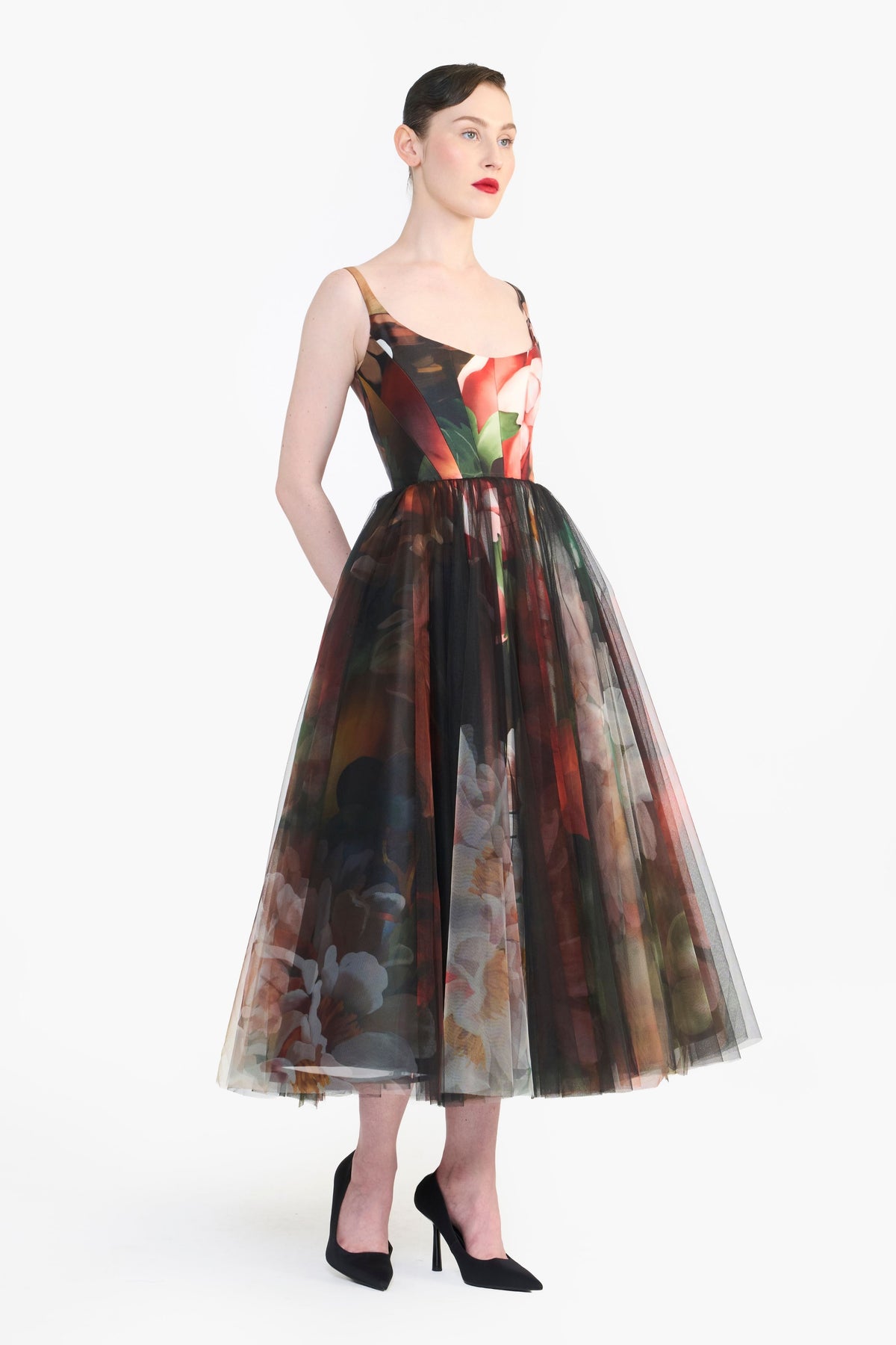 Panelled Corseted Midi Dress