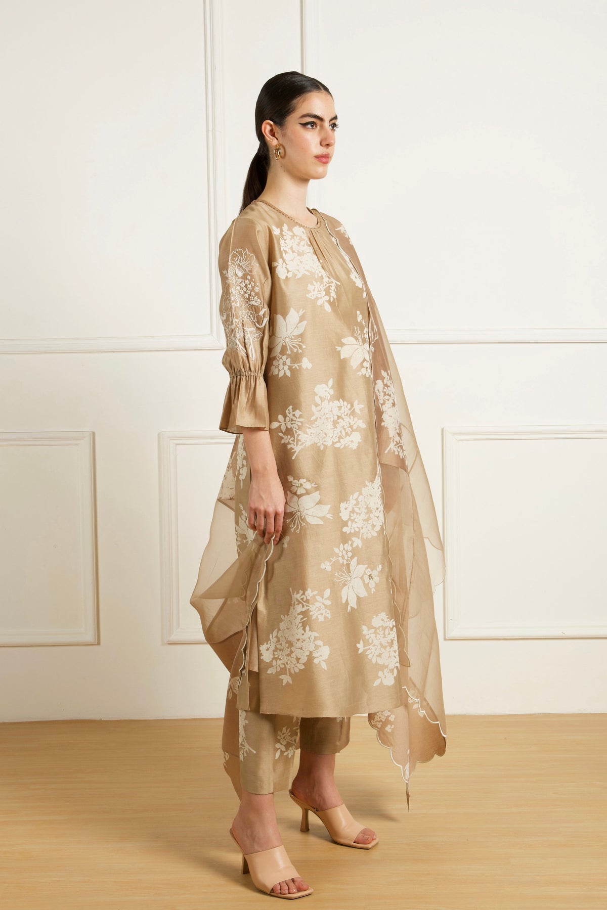 Beige Print Kurta Set