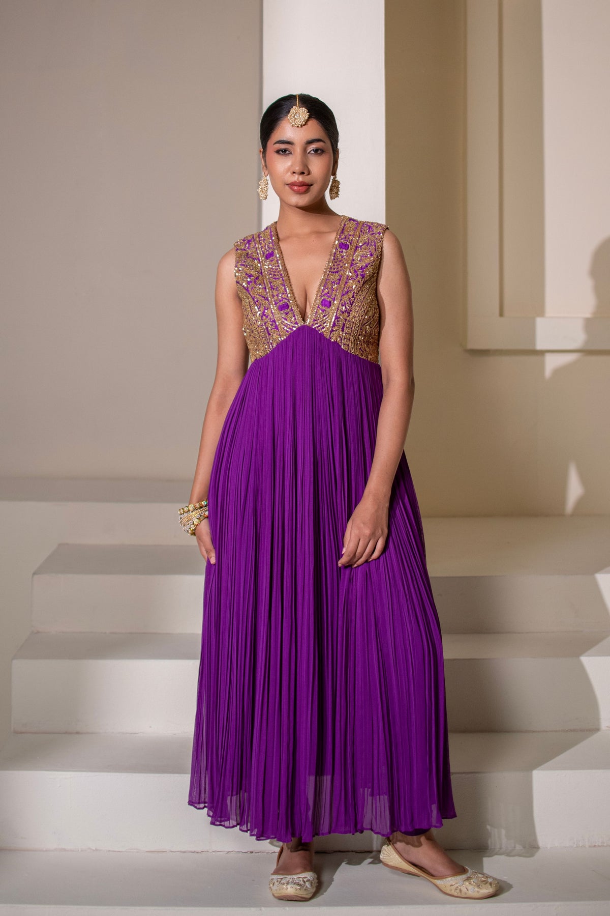 Purple Embellished Anarkali