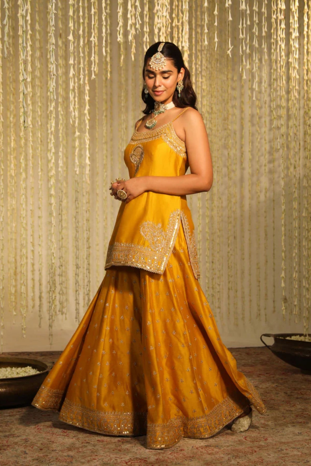 Aabroo Mustard Sharara Set