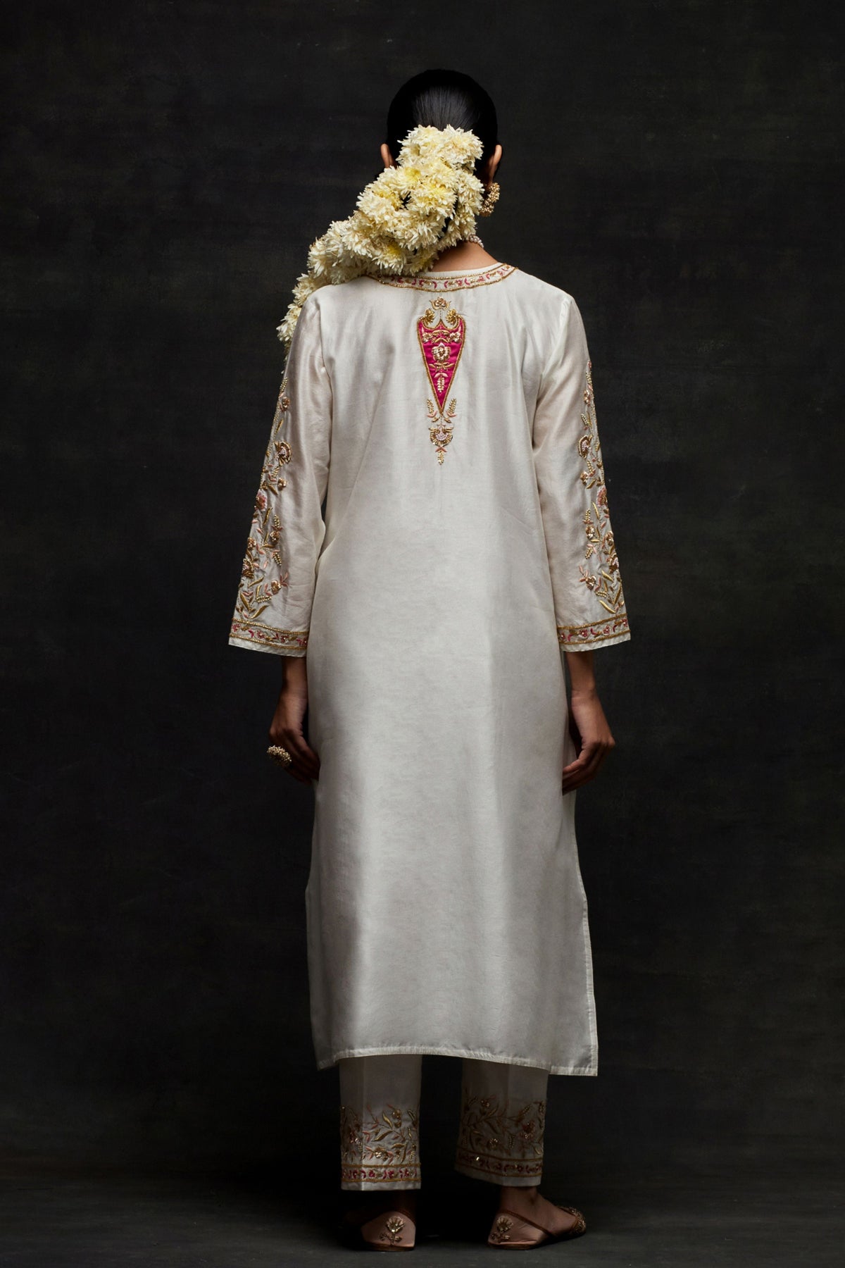 White Placket Kurta Set