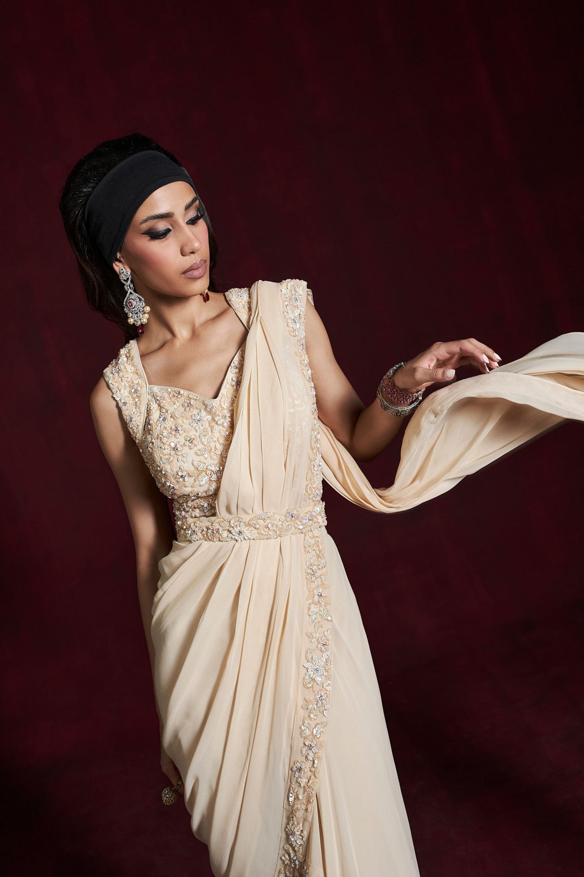 Beige Heer Saree Set