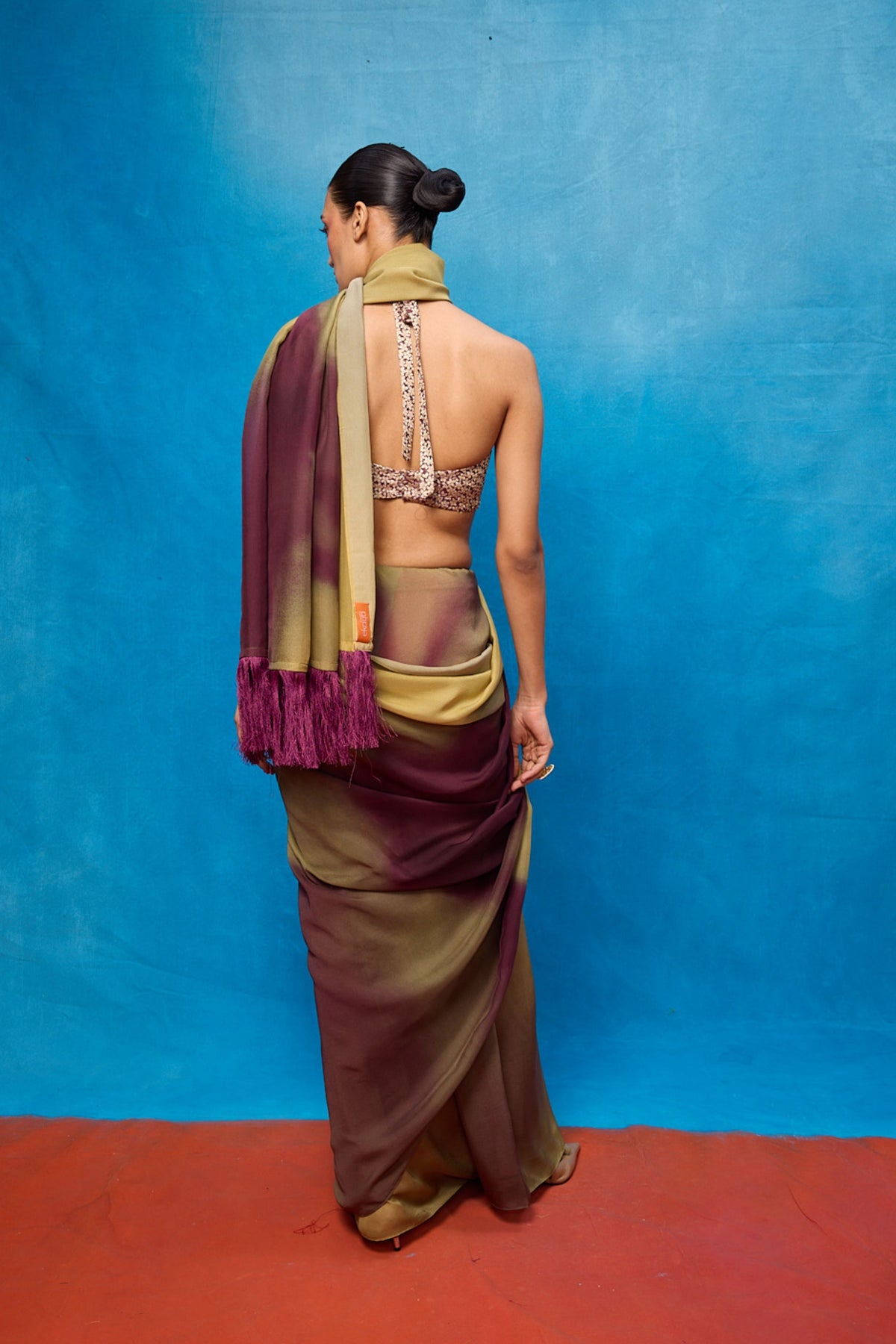 Pista Green & Faded Purple Ombre Saree
