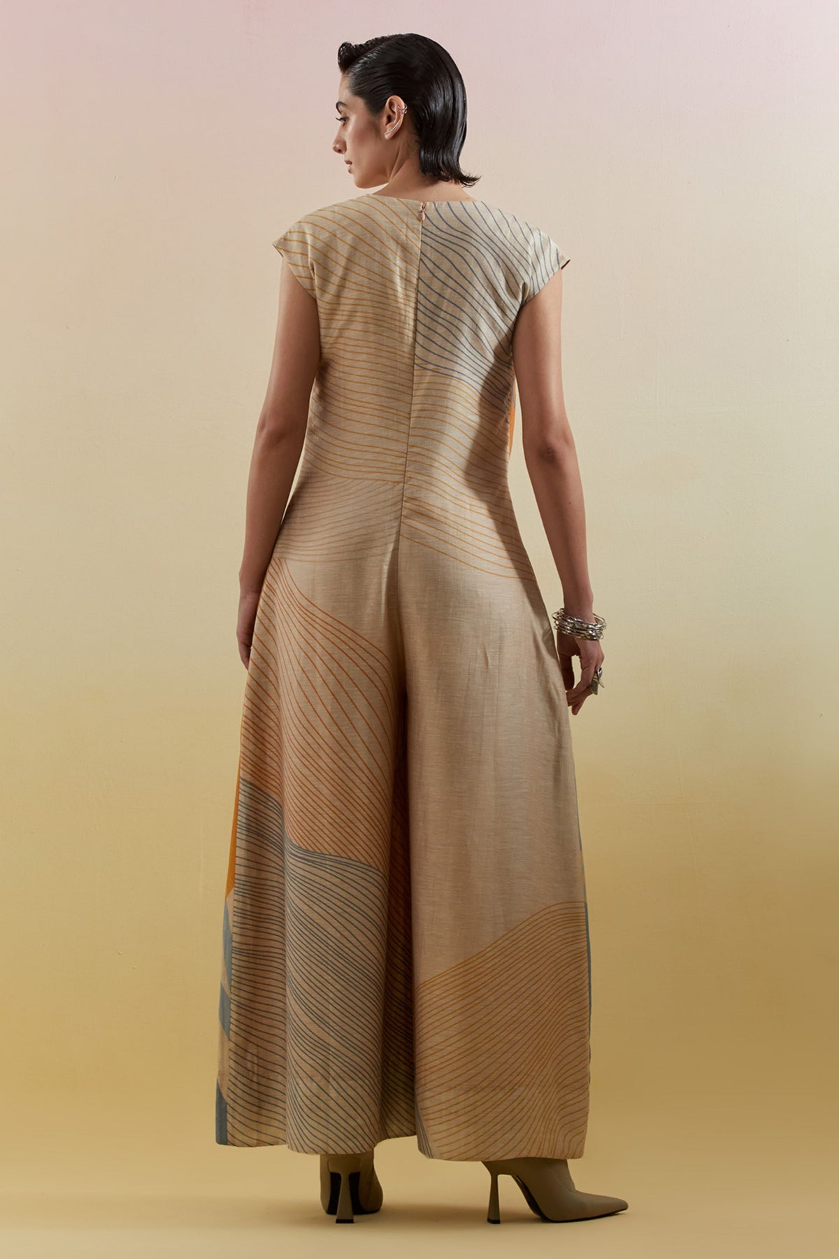 Zaron Beige & Teal Jumpsuit