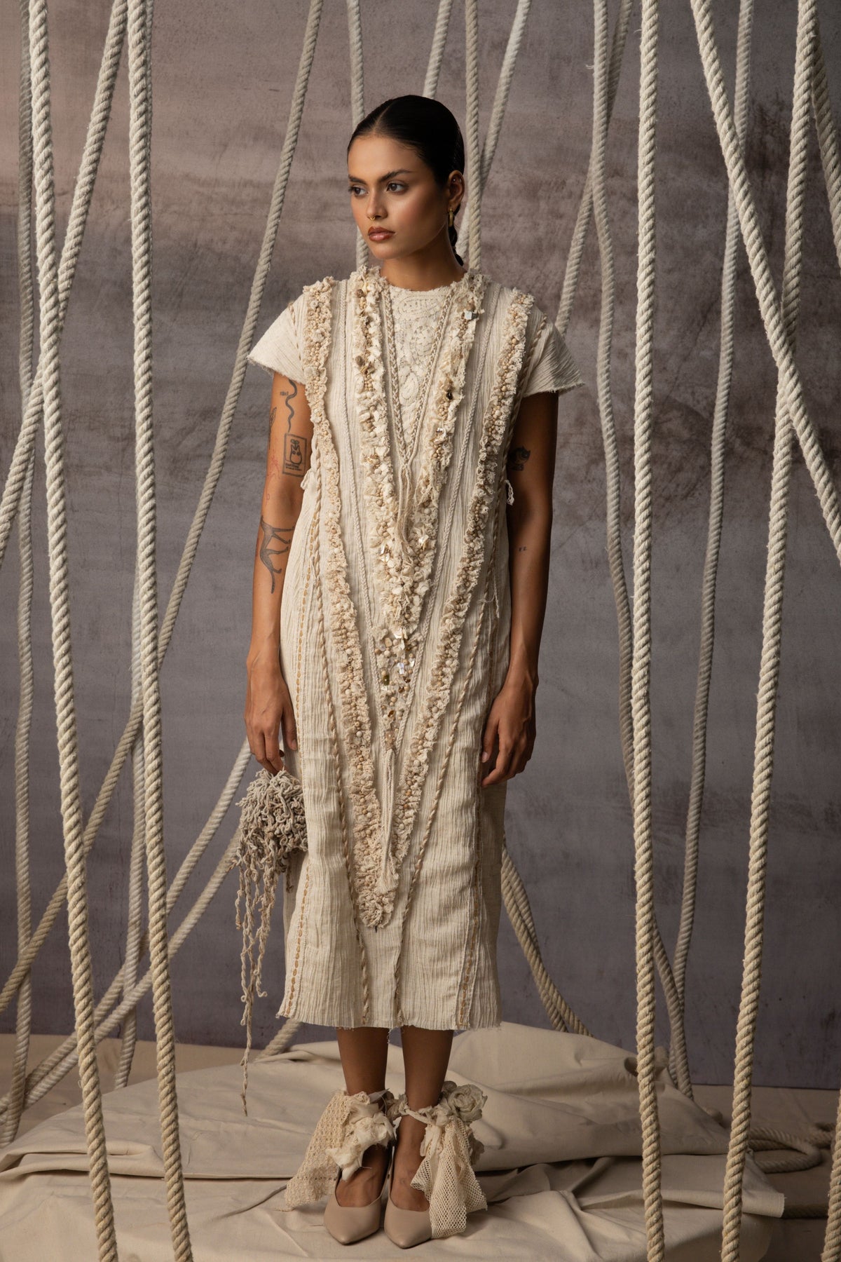 Ivory Lace Embroidered Dress