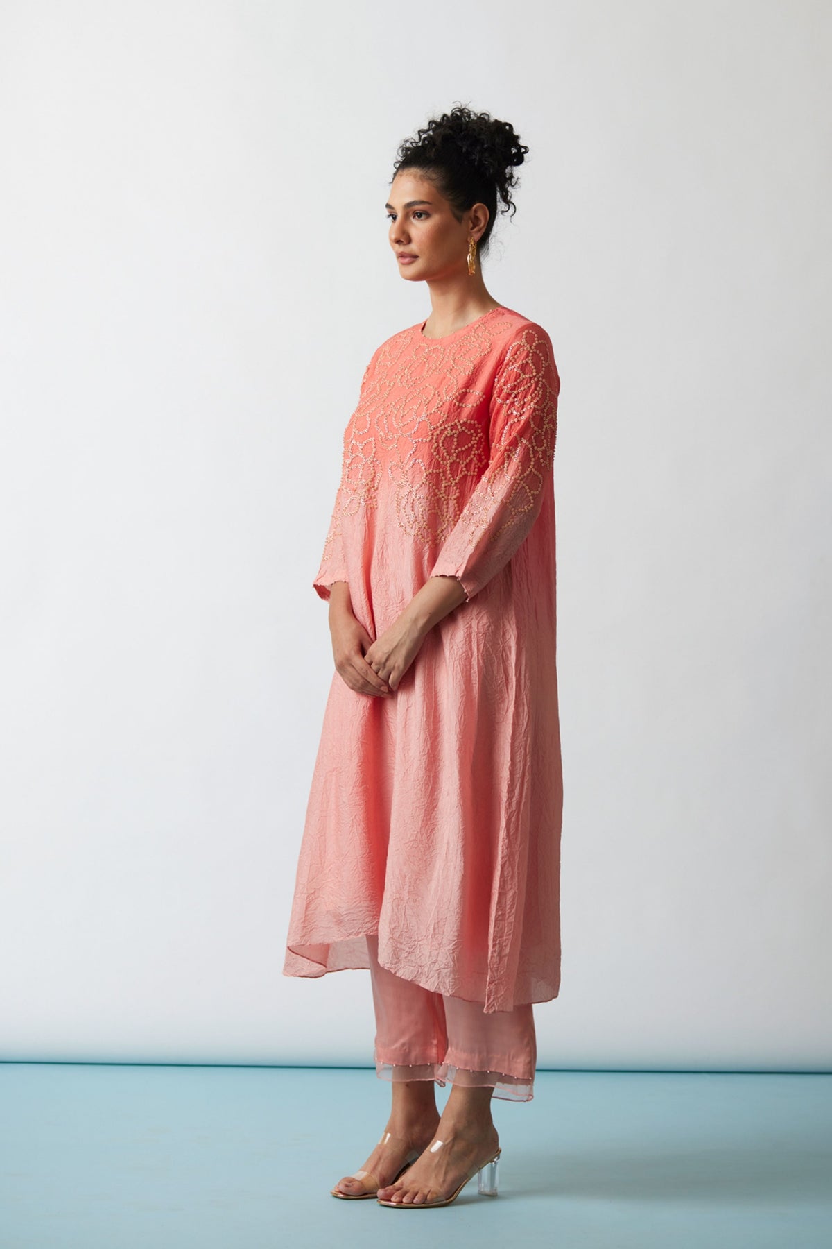 Coral Ombre Crushed Silk Set