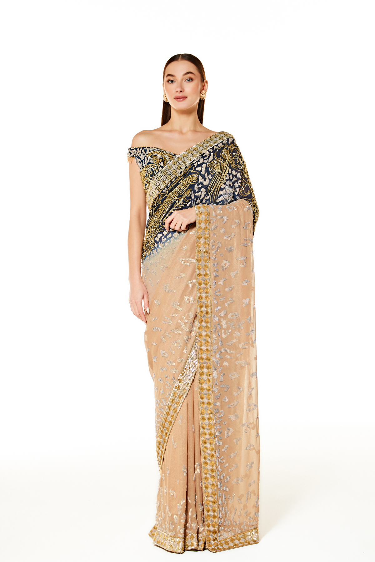 Gold Zaynab Shaded Saree Set