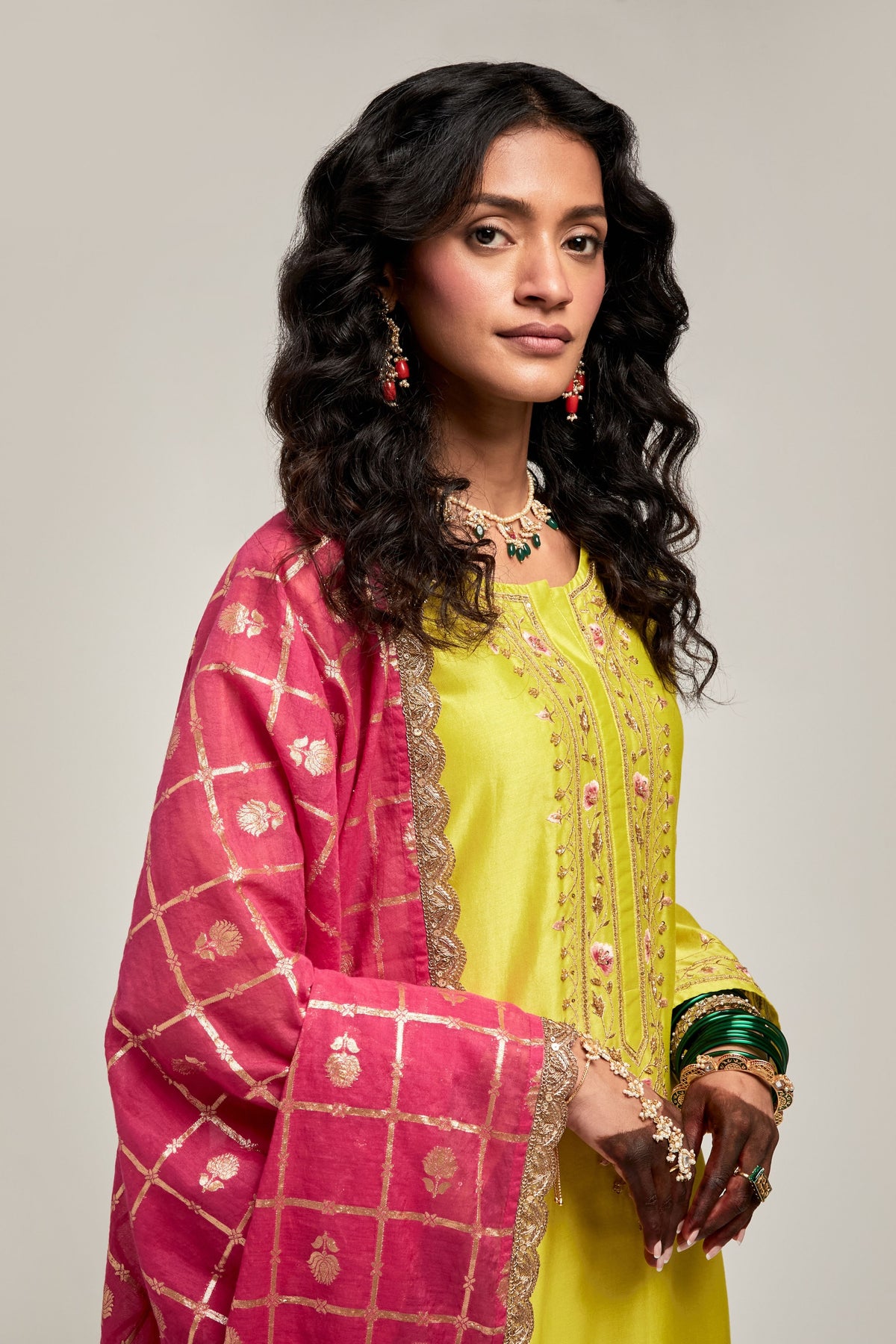 Lime Embroidered Kurta Set