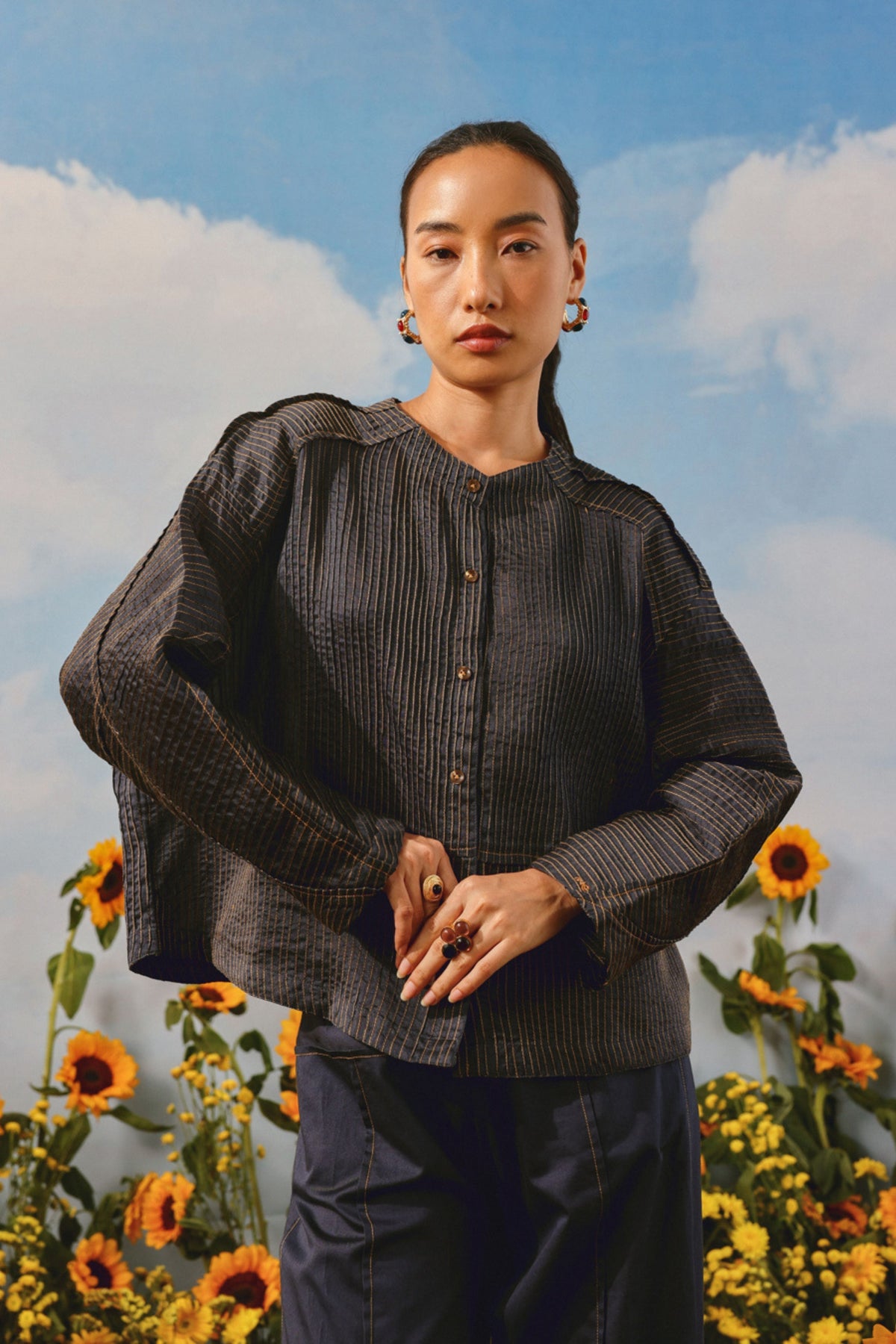 Pintuck Indigo Co-ord Set