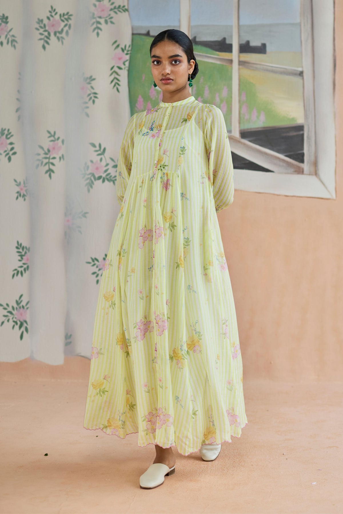 Serene Flora Maxi Dress Chanderi