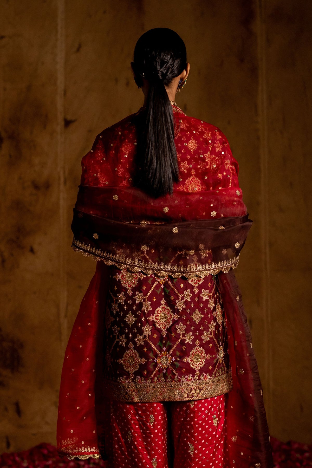 Brown Red Dual-Tone Dupatta