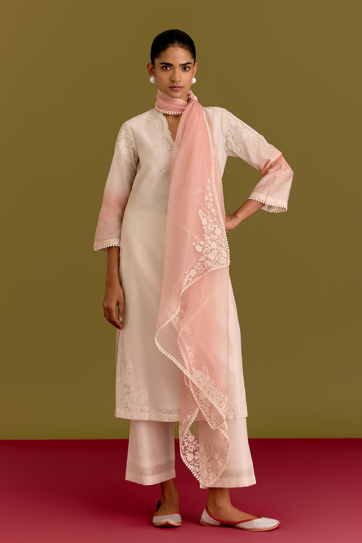 Ivory Pink Kurta Set