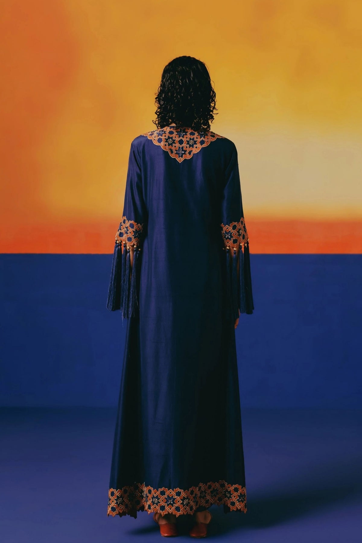 Navy Jaal Long Kurta Set