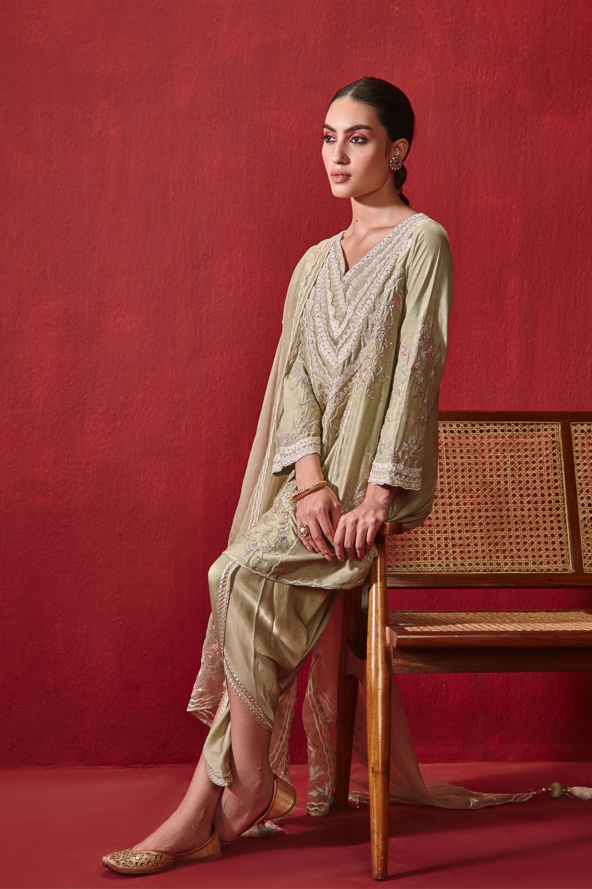 Mint Green Kavya Dhoti Set