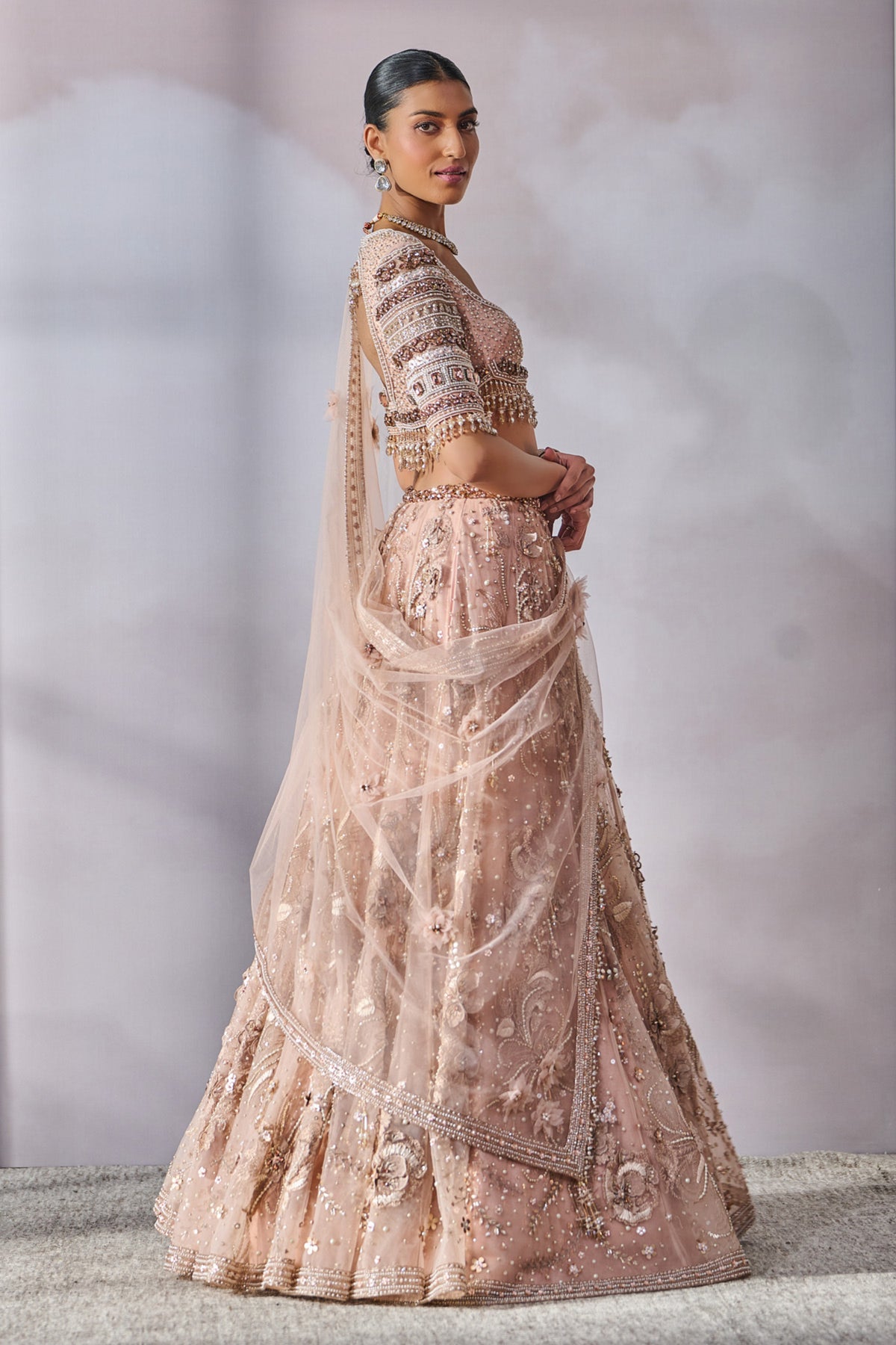 Embroidered Paneled Lehenga With Blouse And Dupatta