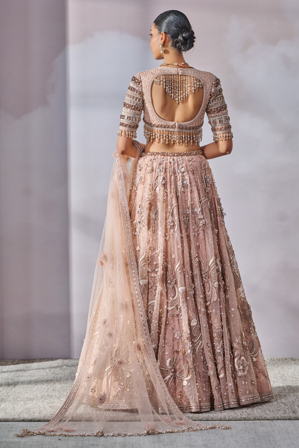 Embroidered Paneled Lehenga With Blouse And Dupatta