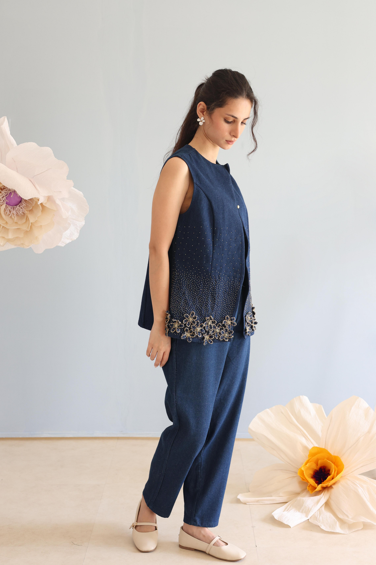 Midnight Blue Beaded Top