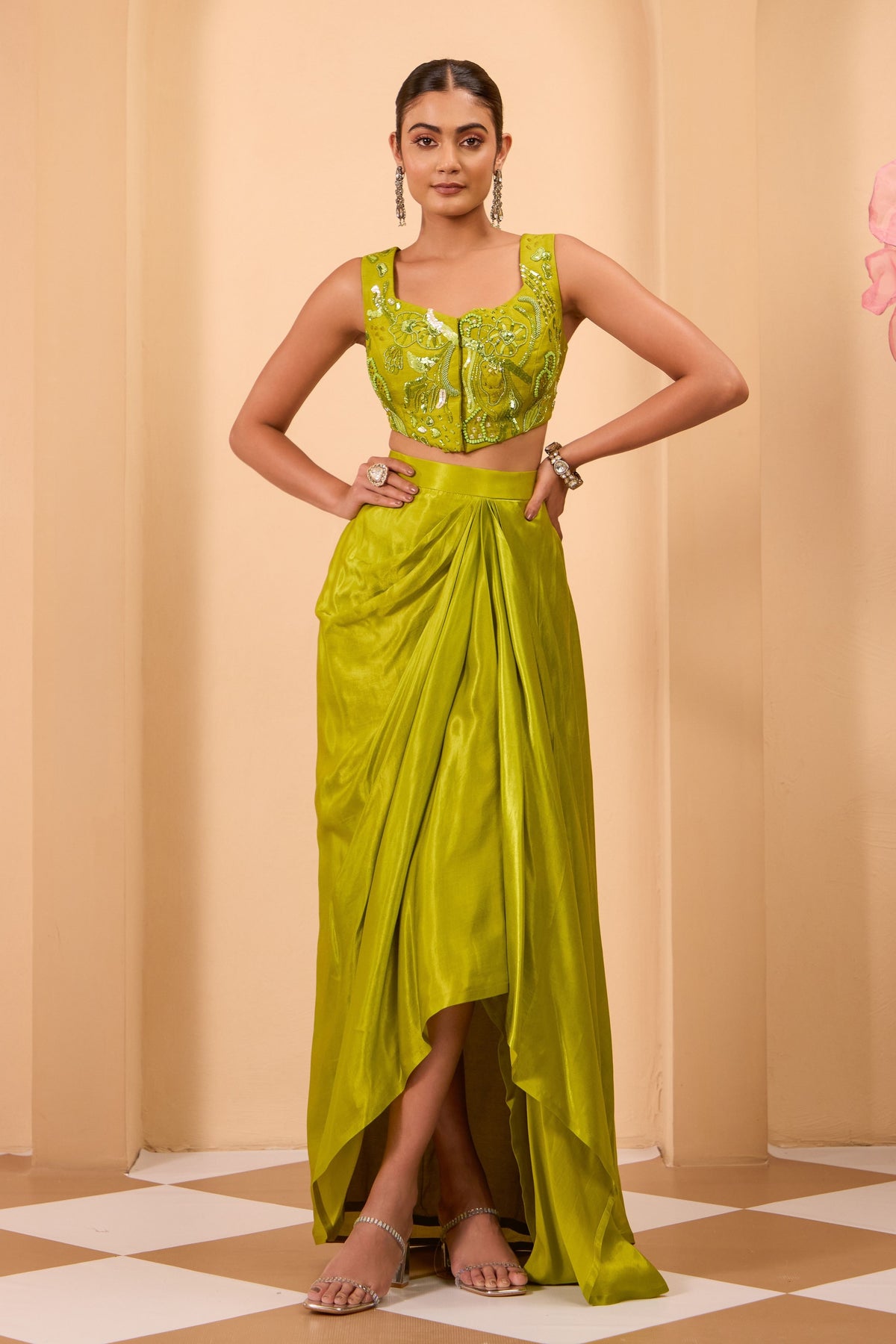 Green Skirt Set