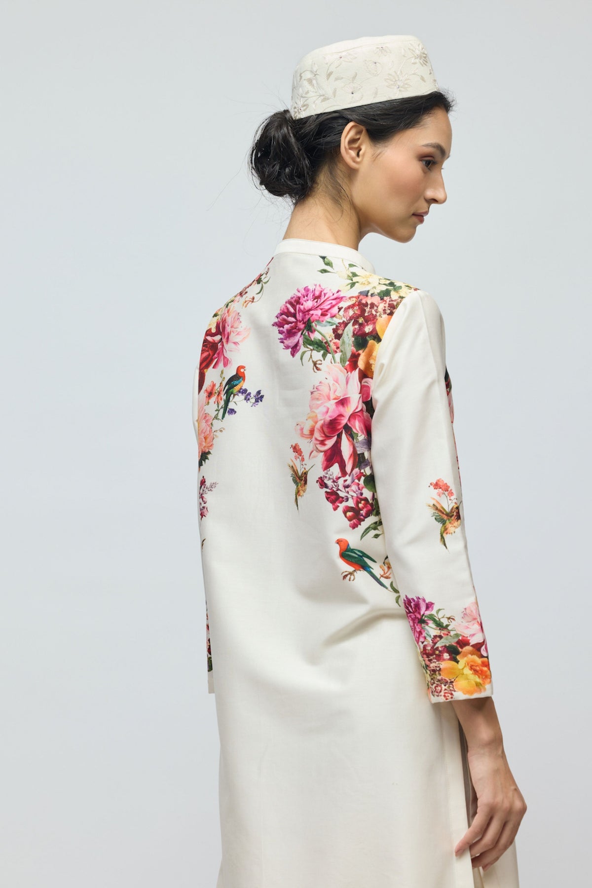 Floral Printed Ivory Tunic Set