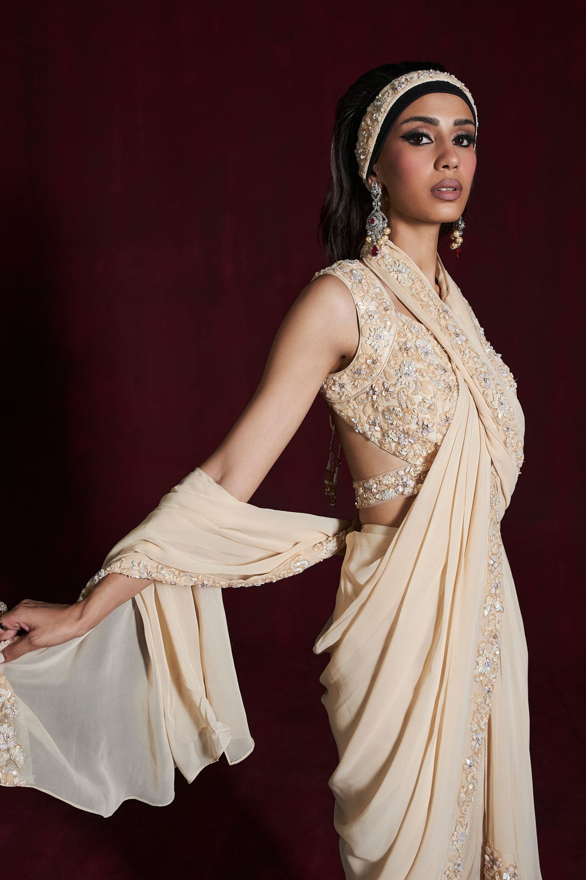 Beige Heer Saree Set