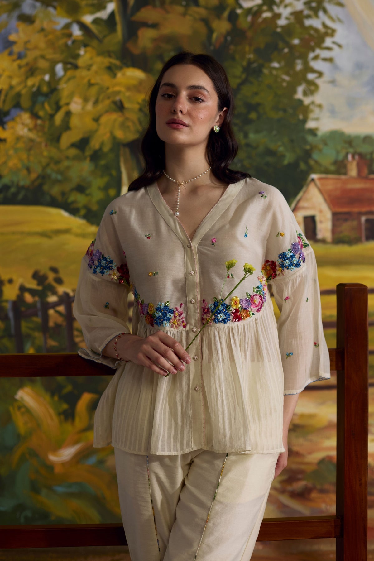 Lumina Gathered Chanderi Top