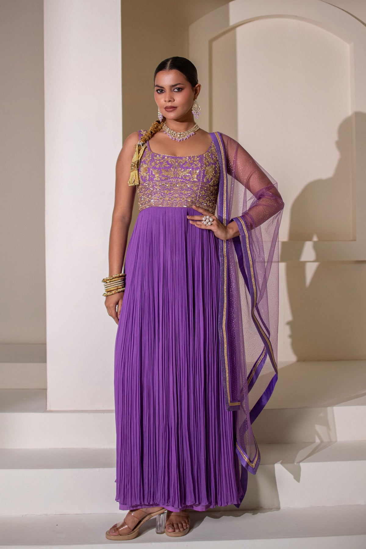 Purple Embellished Anarkali