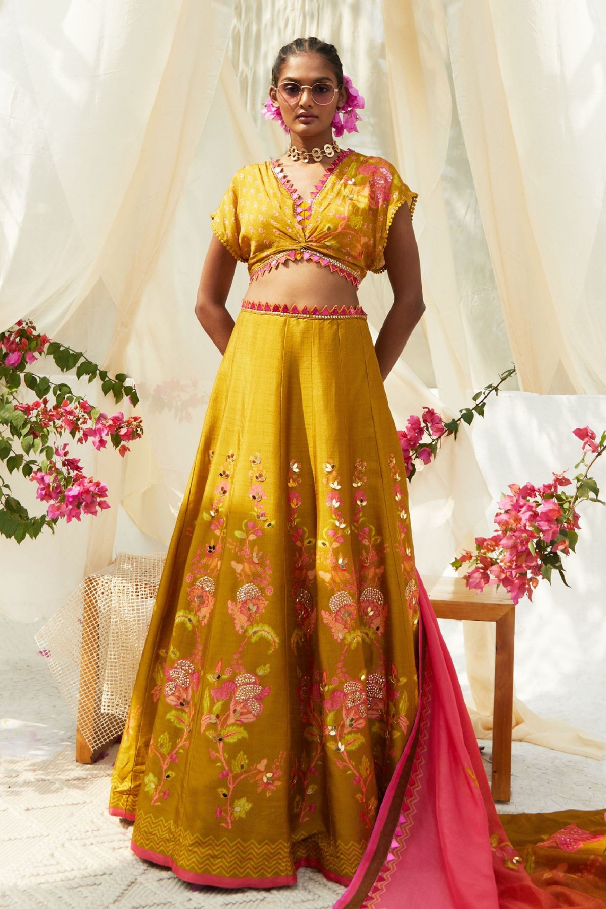 Lehenga Set In Mehendi