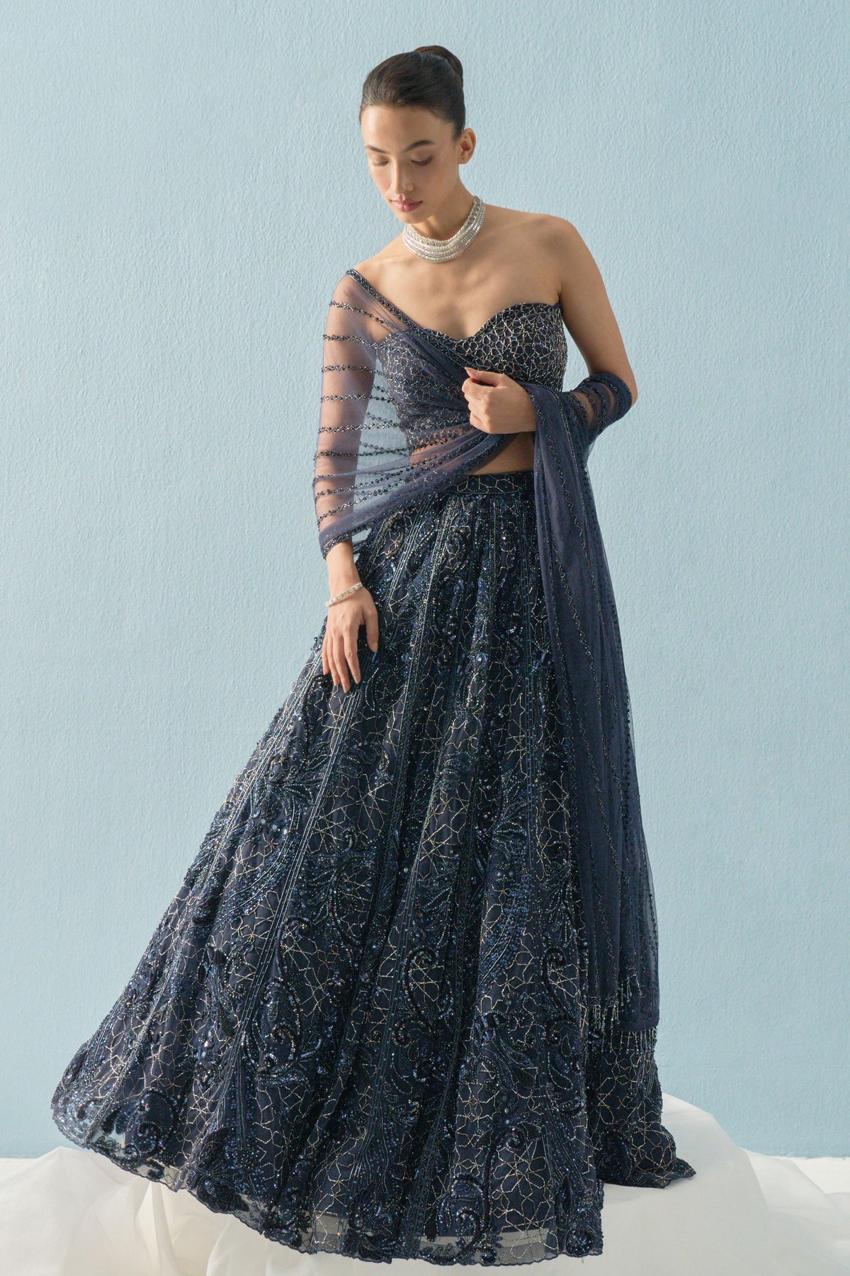 Navy Blue Lehenga Set