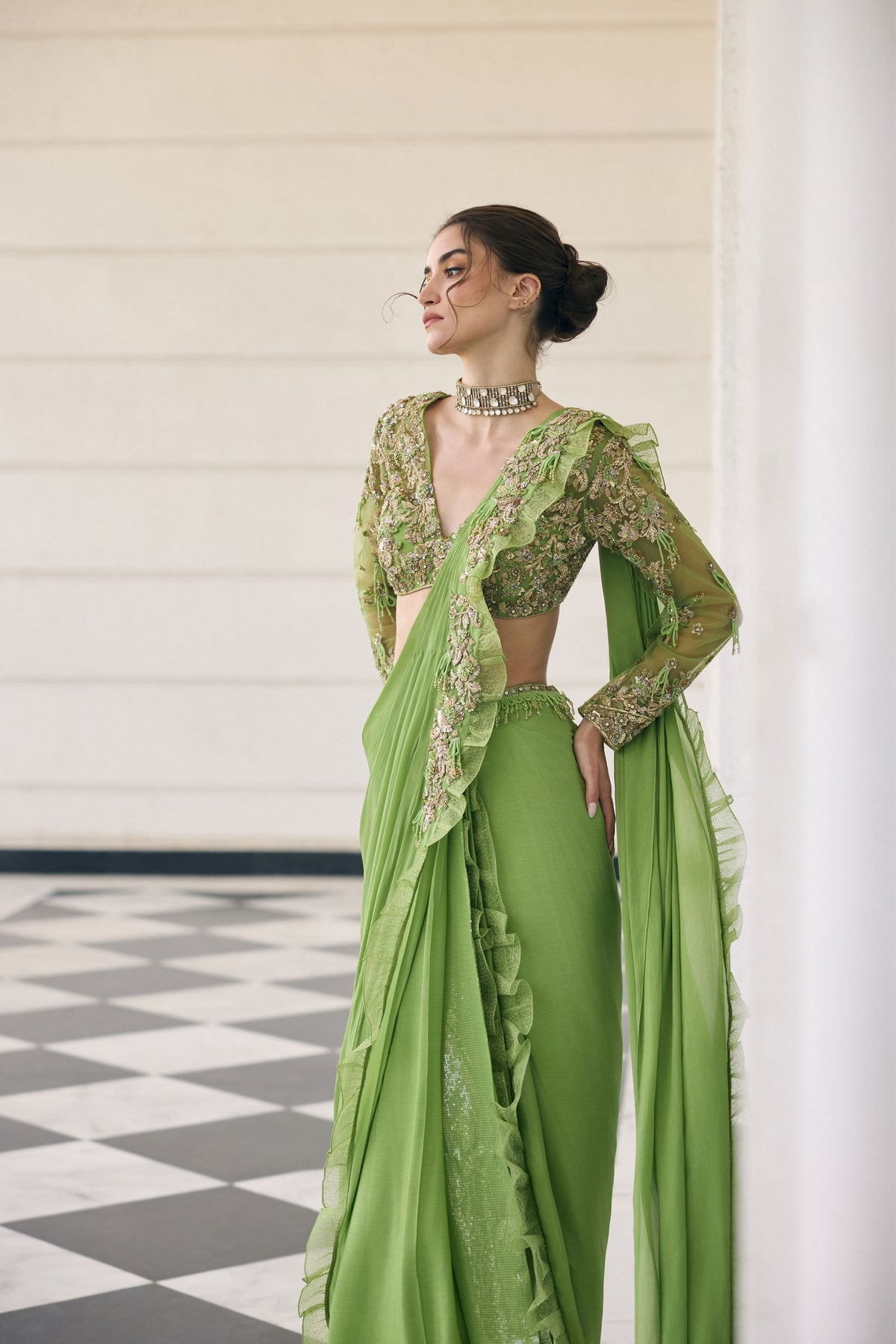 Lutus Draped Saree Set