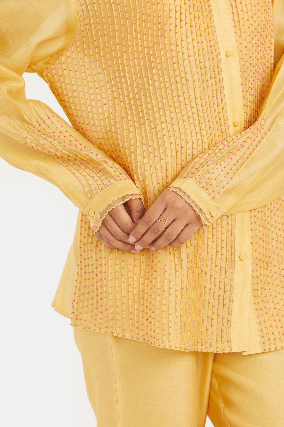 Yellow Silk Chanderi Co-ord Set
