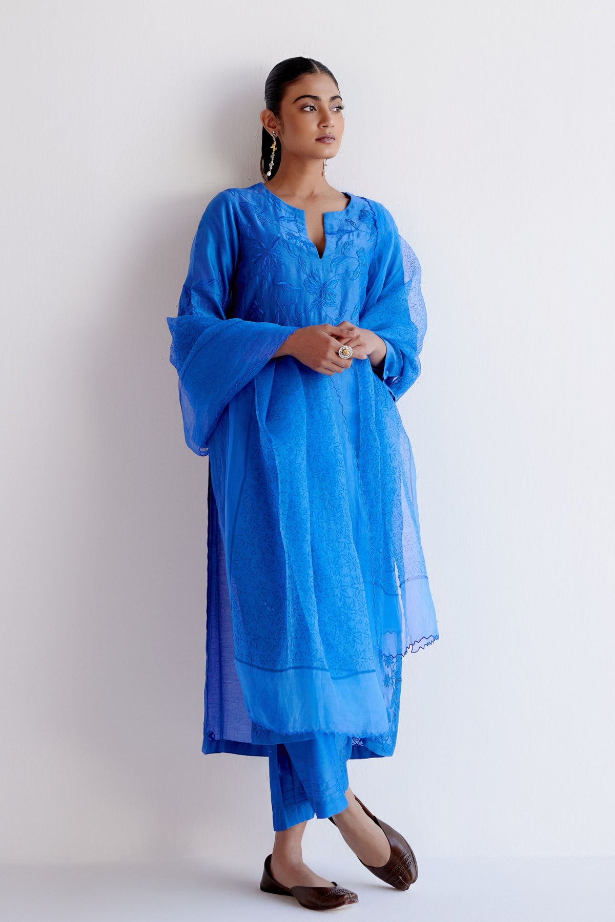 Bright Blue Resham Kurta Set