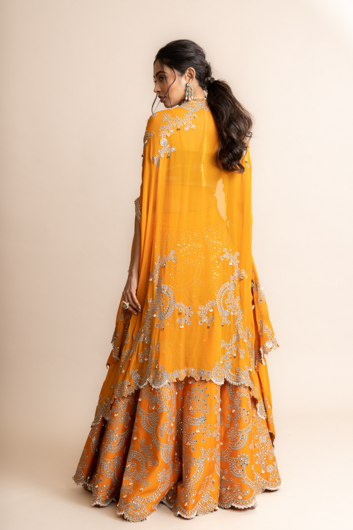 Embroidered Lehenga Set in Orange