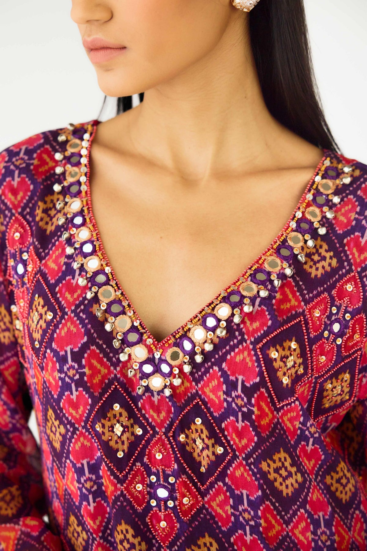 Purple Printed Suit Set