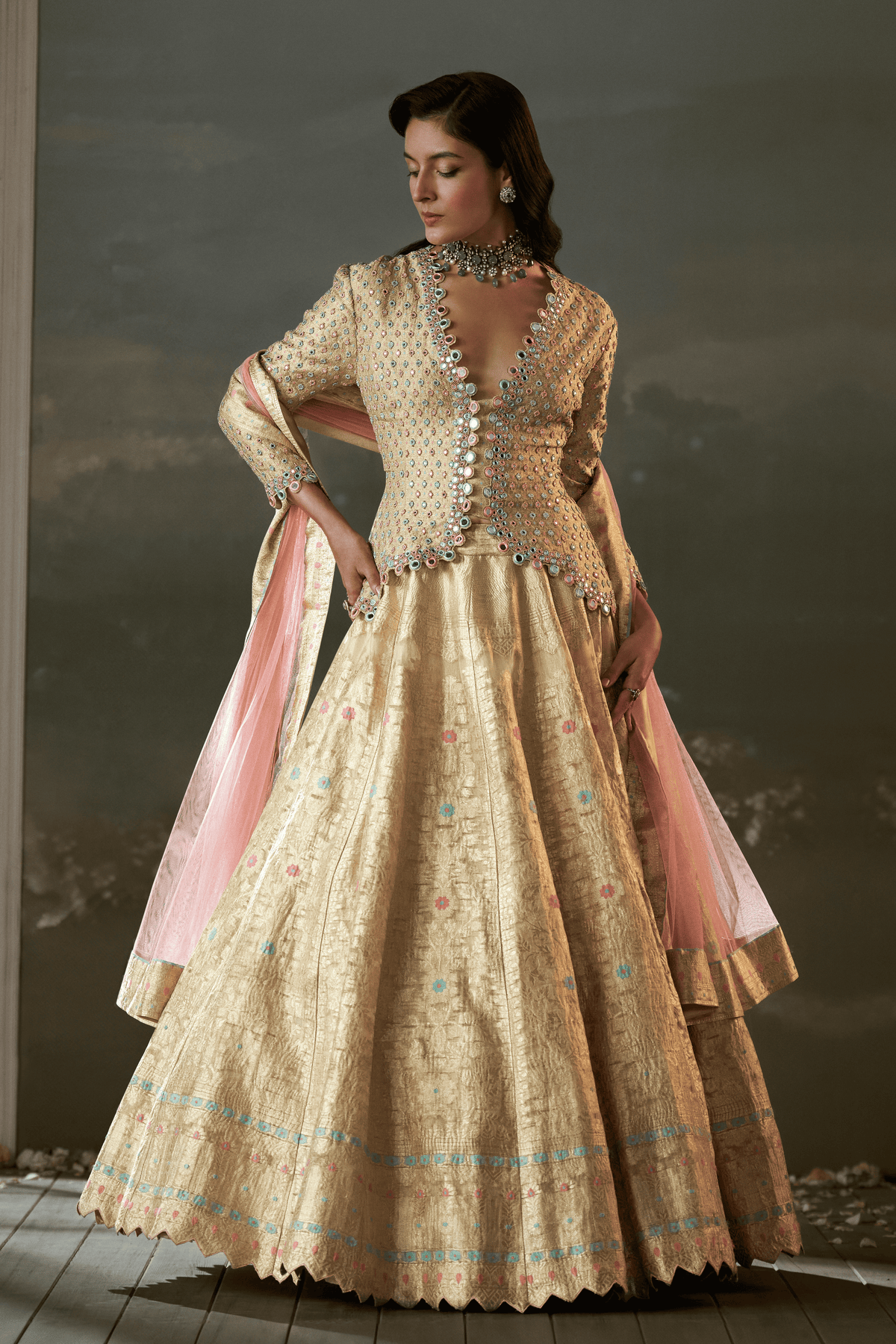 Ivory Organza Lehenga Set