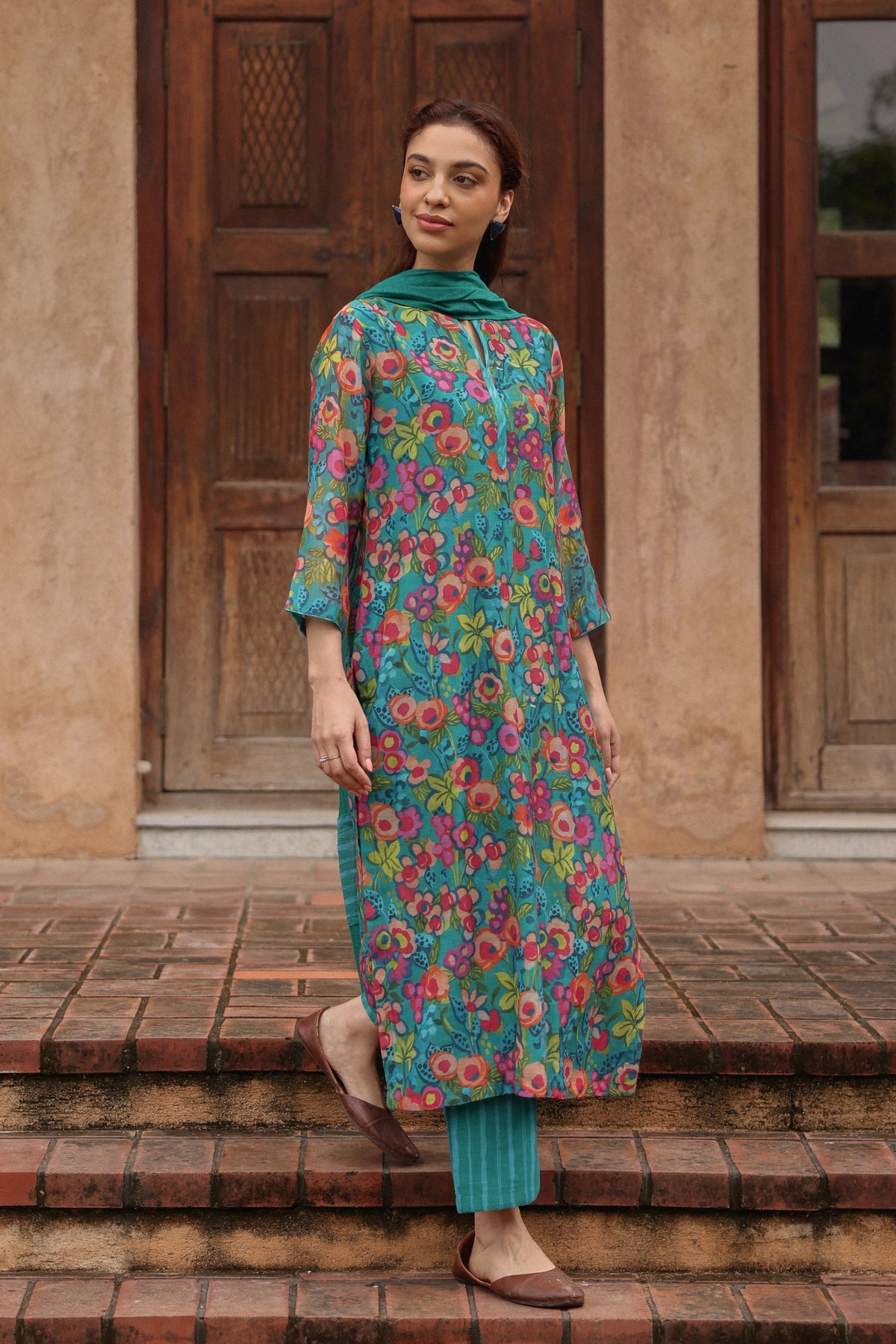 Bloom Teal Kurta Set