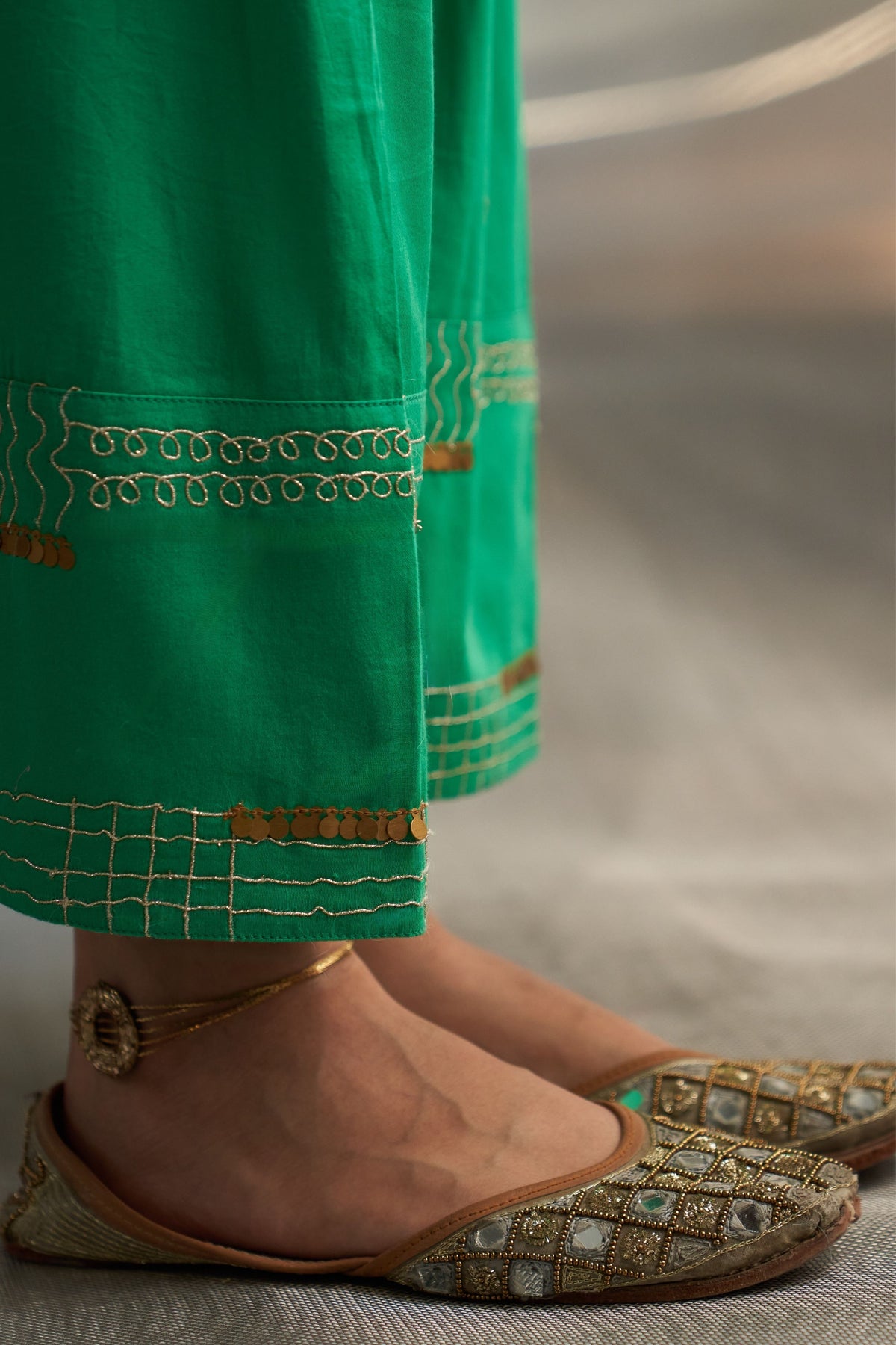 Green Kurta With Heavy Booti Set