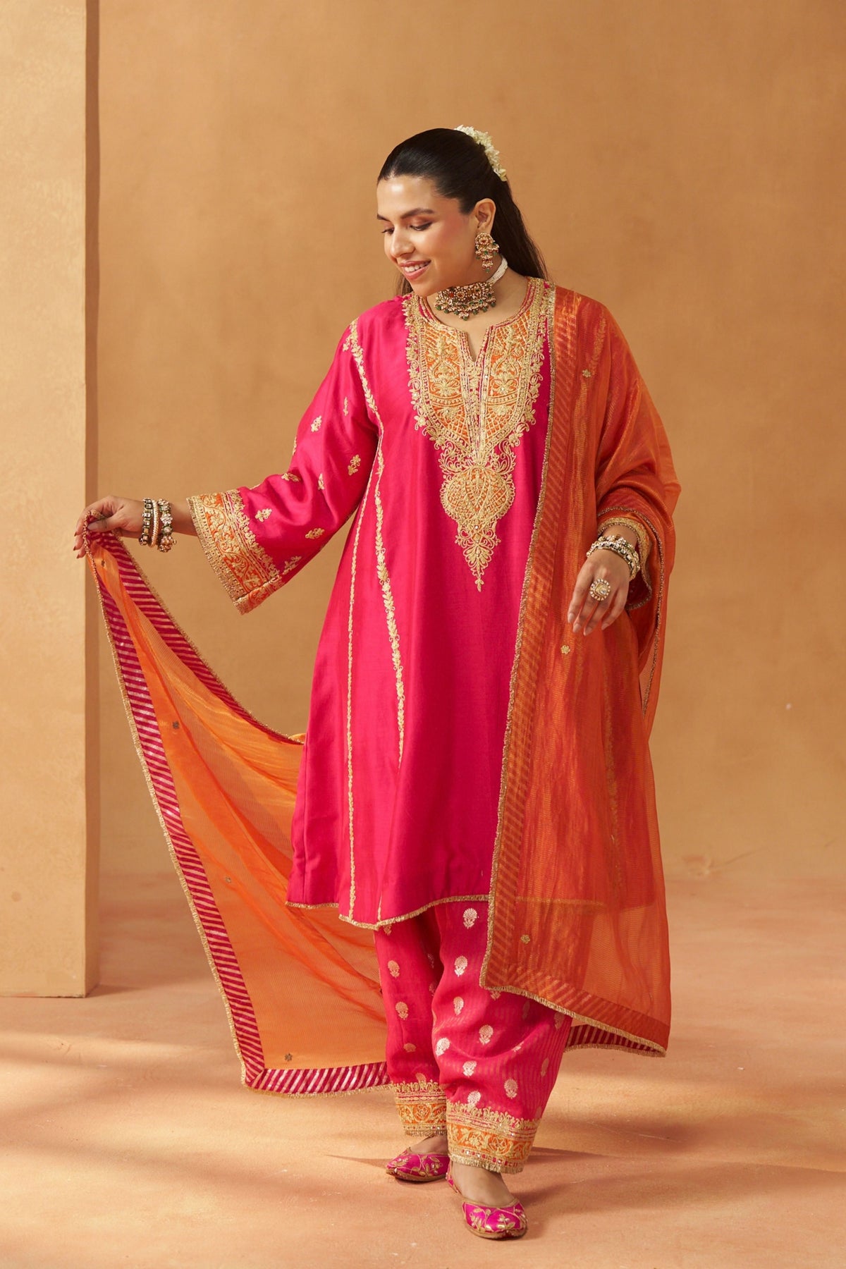 Mahgul Hot Pink Kalidar Chauga Set