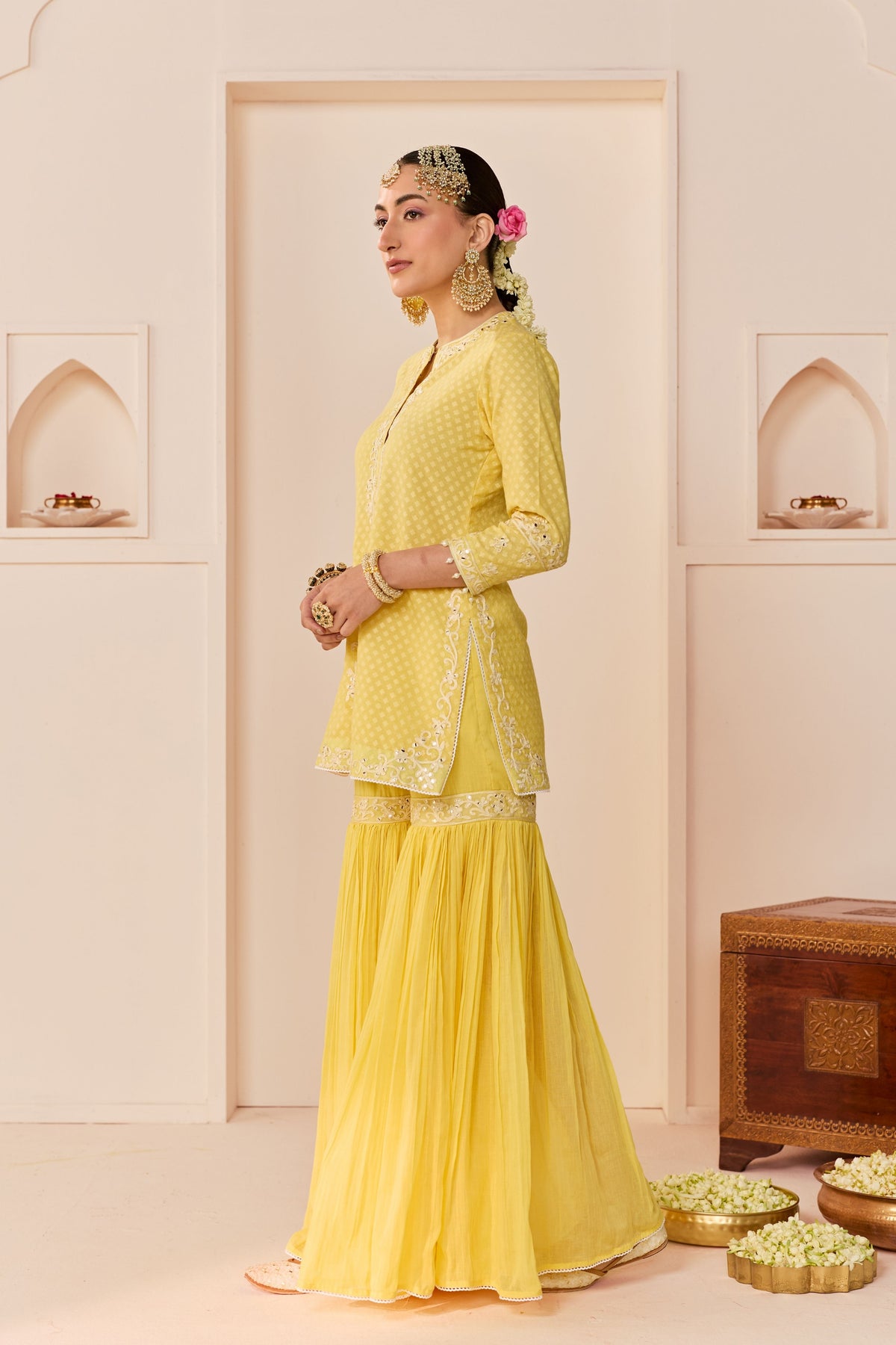 Yasmeen Lemon Yellow Sharara Set