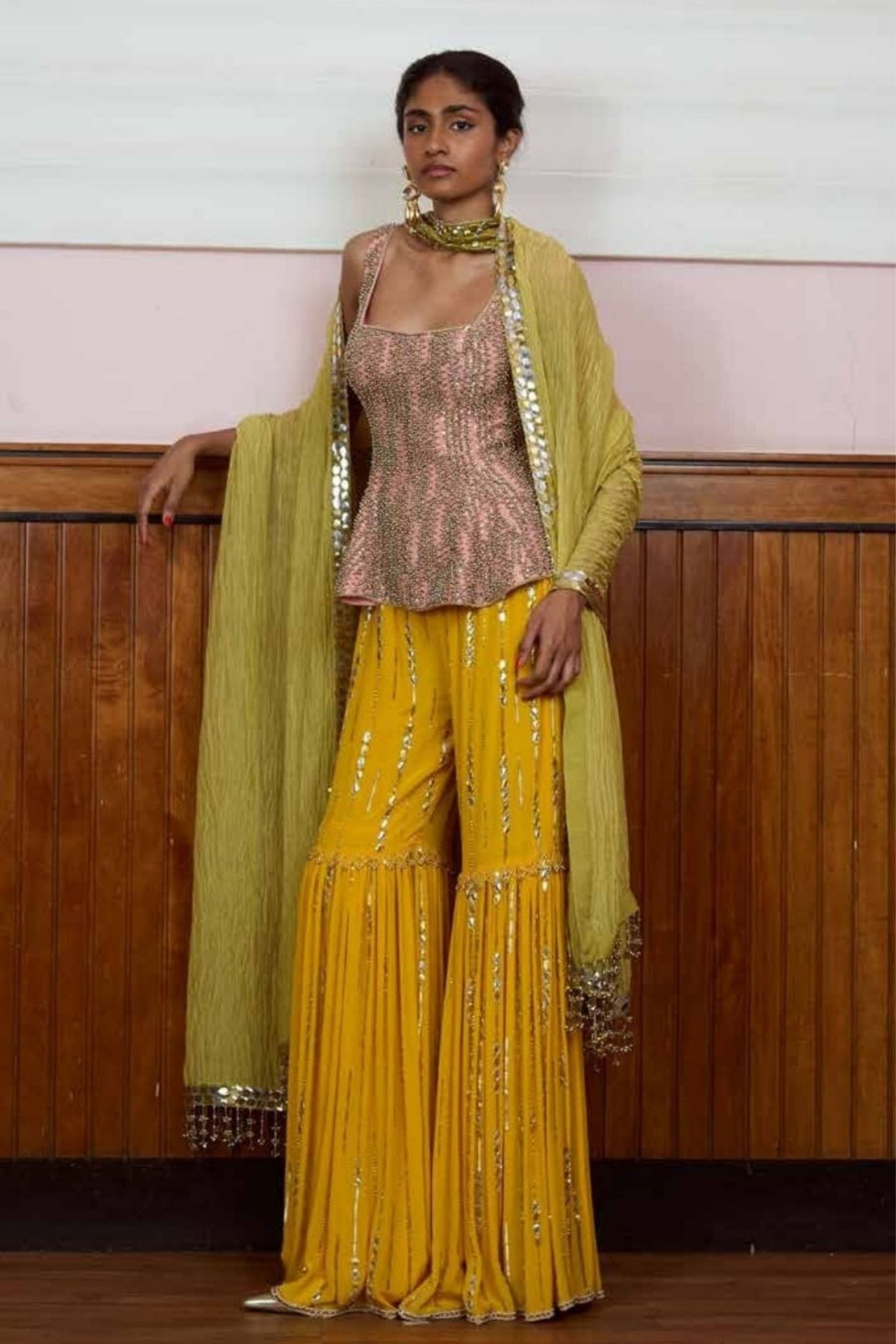 Aashiqi Marigold Gota Peplum Set