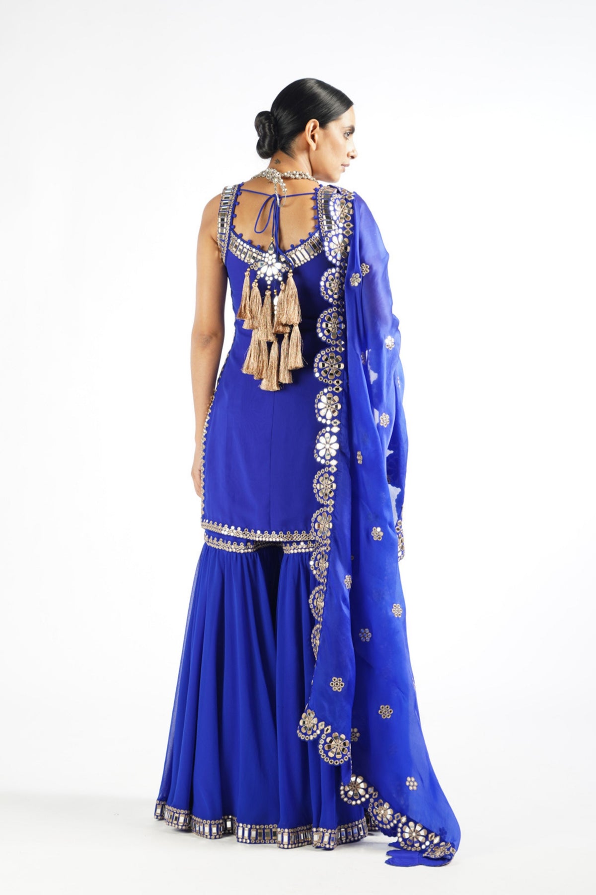 Royal Blue Georgette Sharara Set