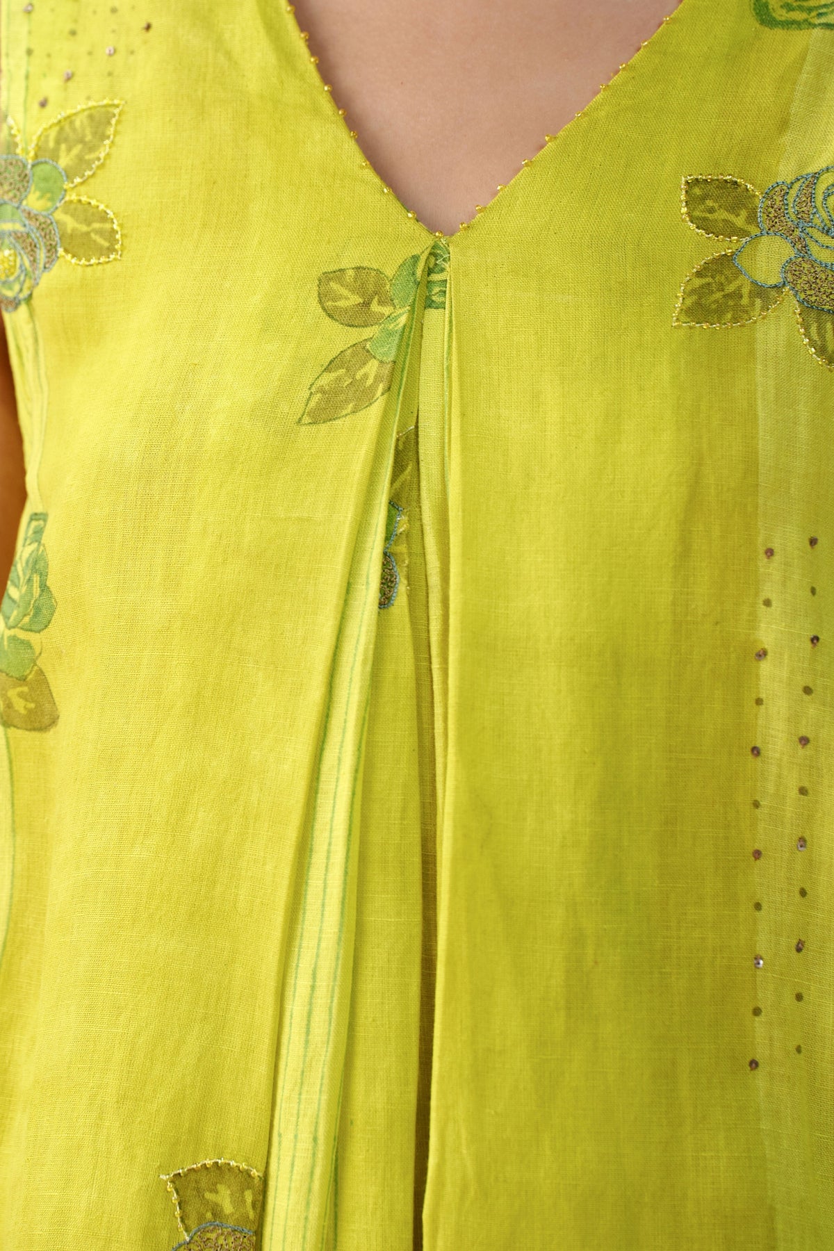 Eugenia Neon Green Kurta Set